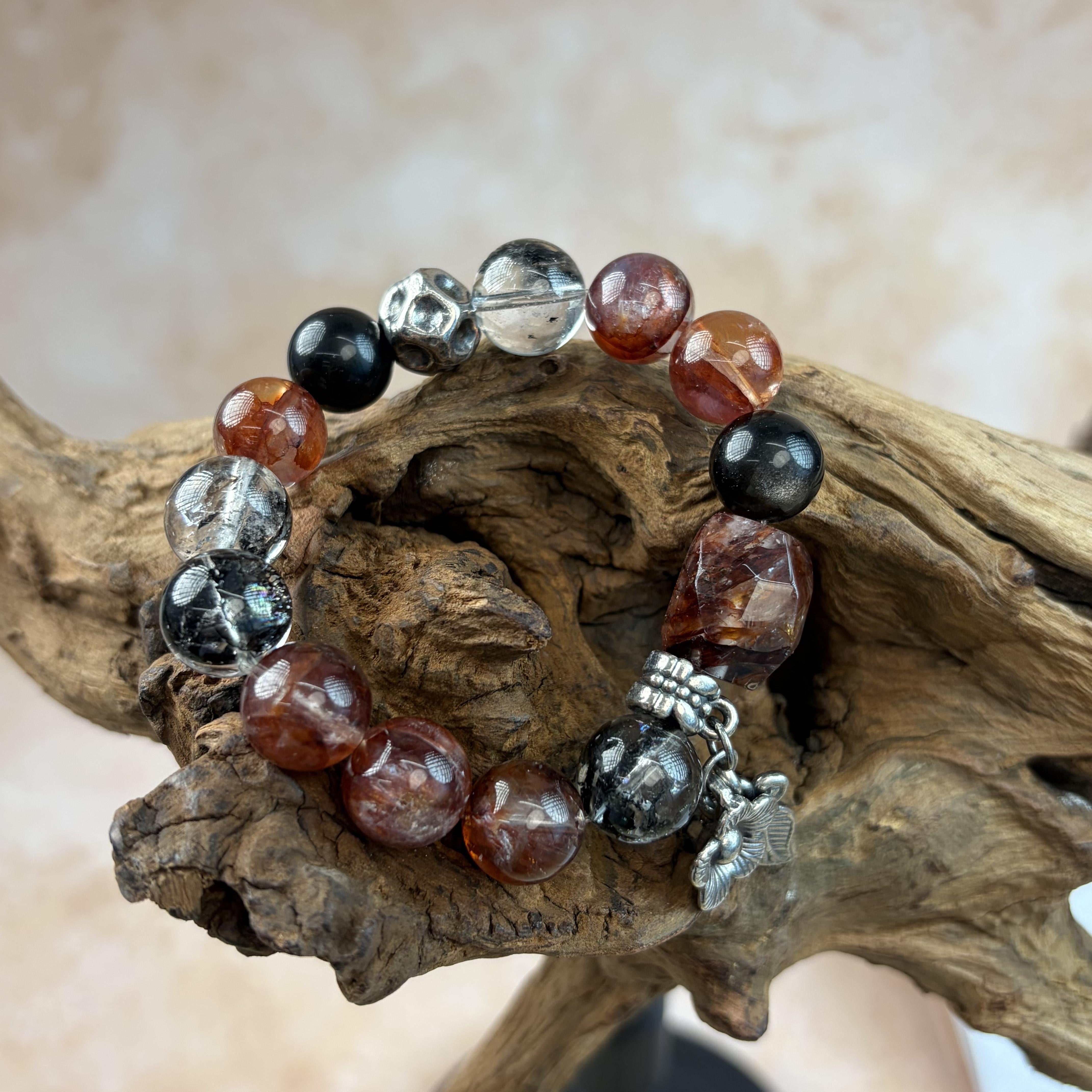 Red Rutilated Quartz Garnet Balance Bracelet