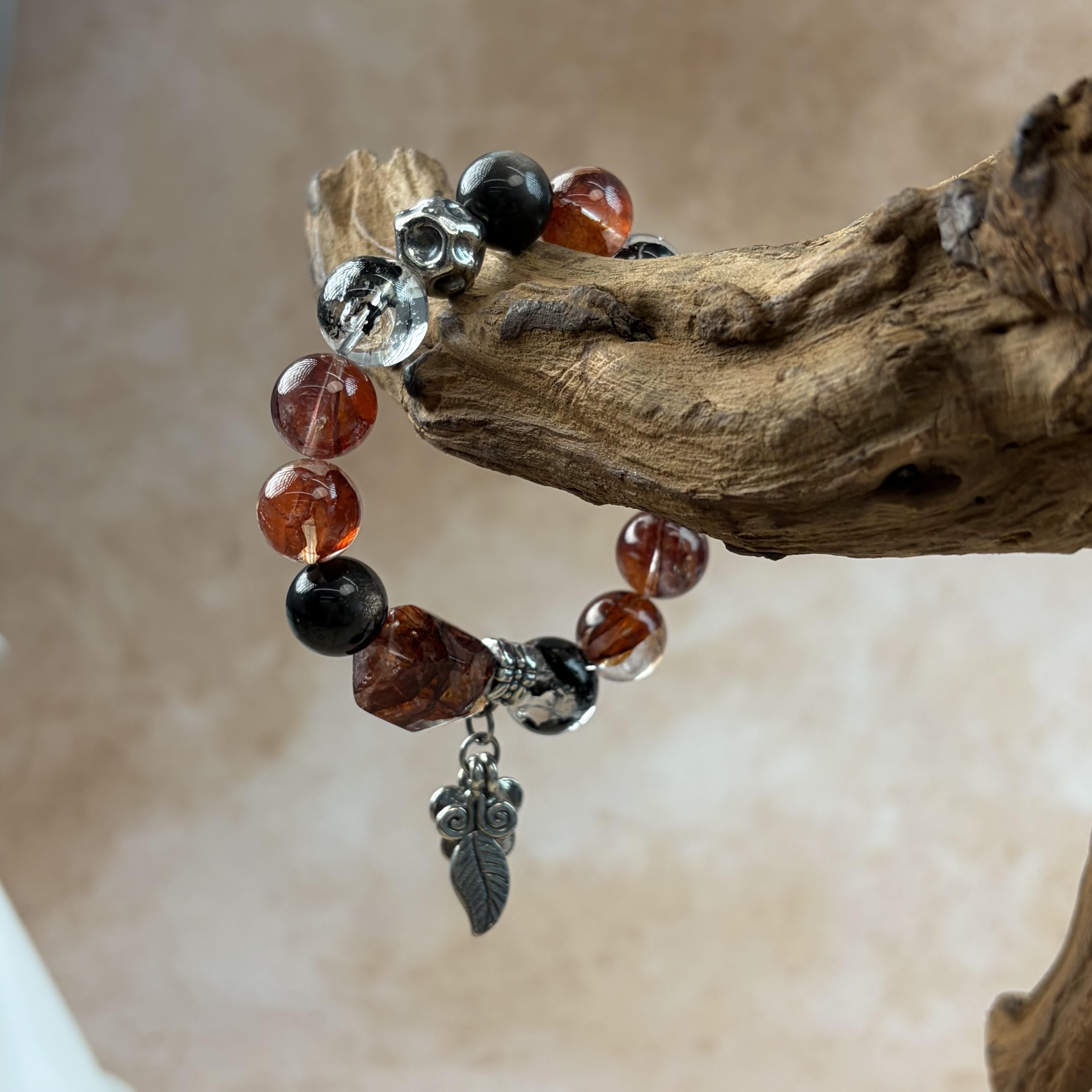 Red Rutilated Quartz Garnet Balance Bracelet