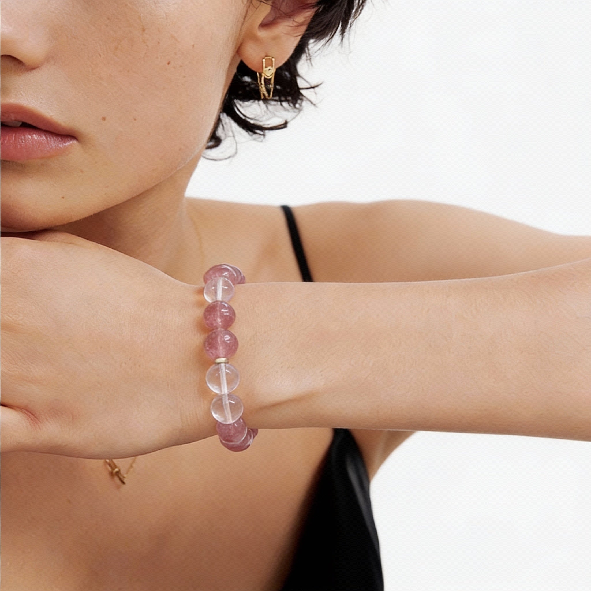 Strawberry Quartz Clear Quartz Harmony Bracelet
