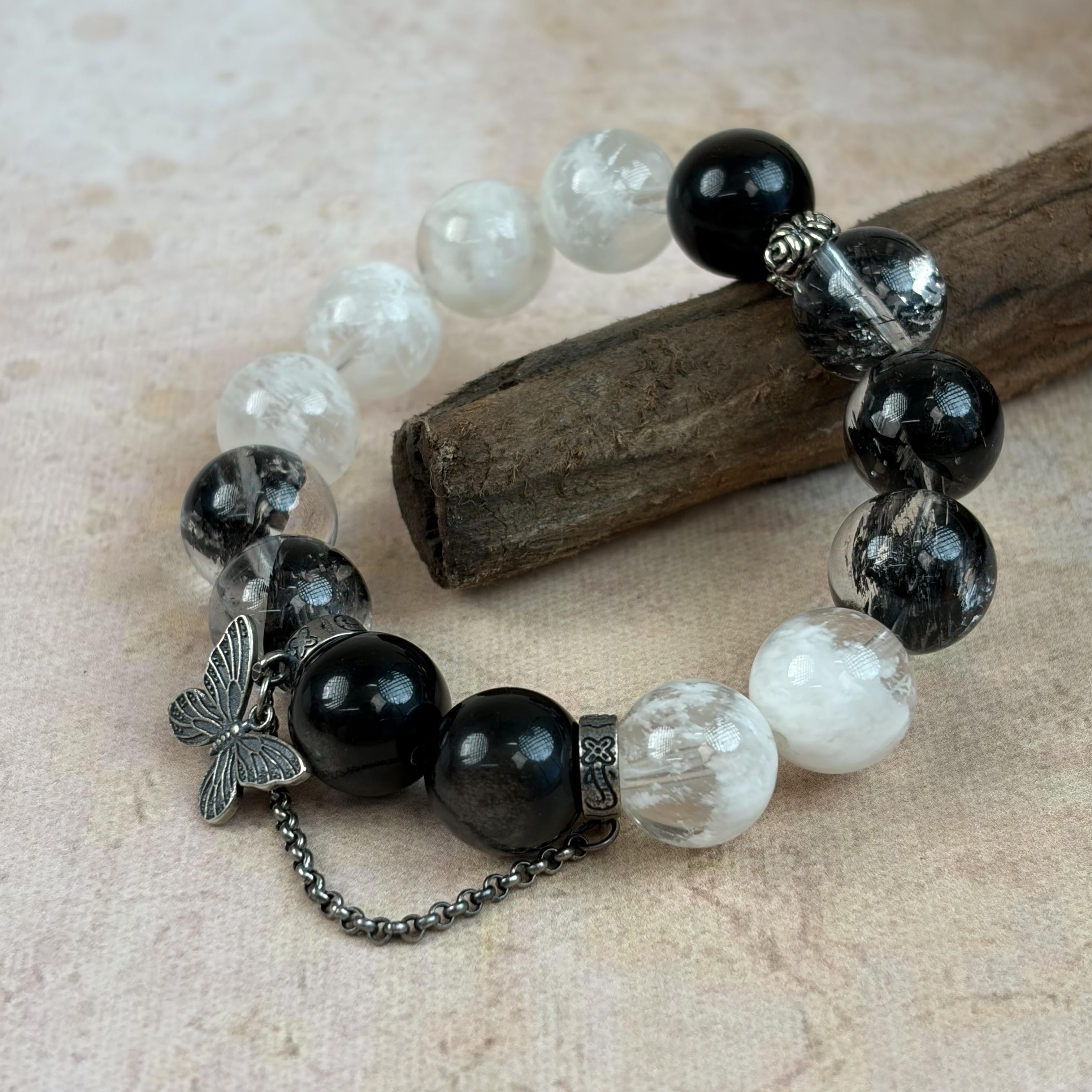 Obsidian Moonstone Tourmaline Balance Bracelet