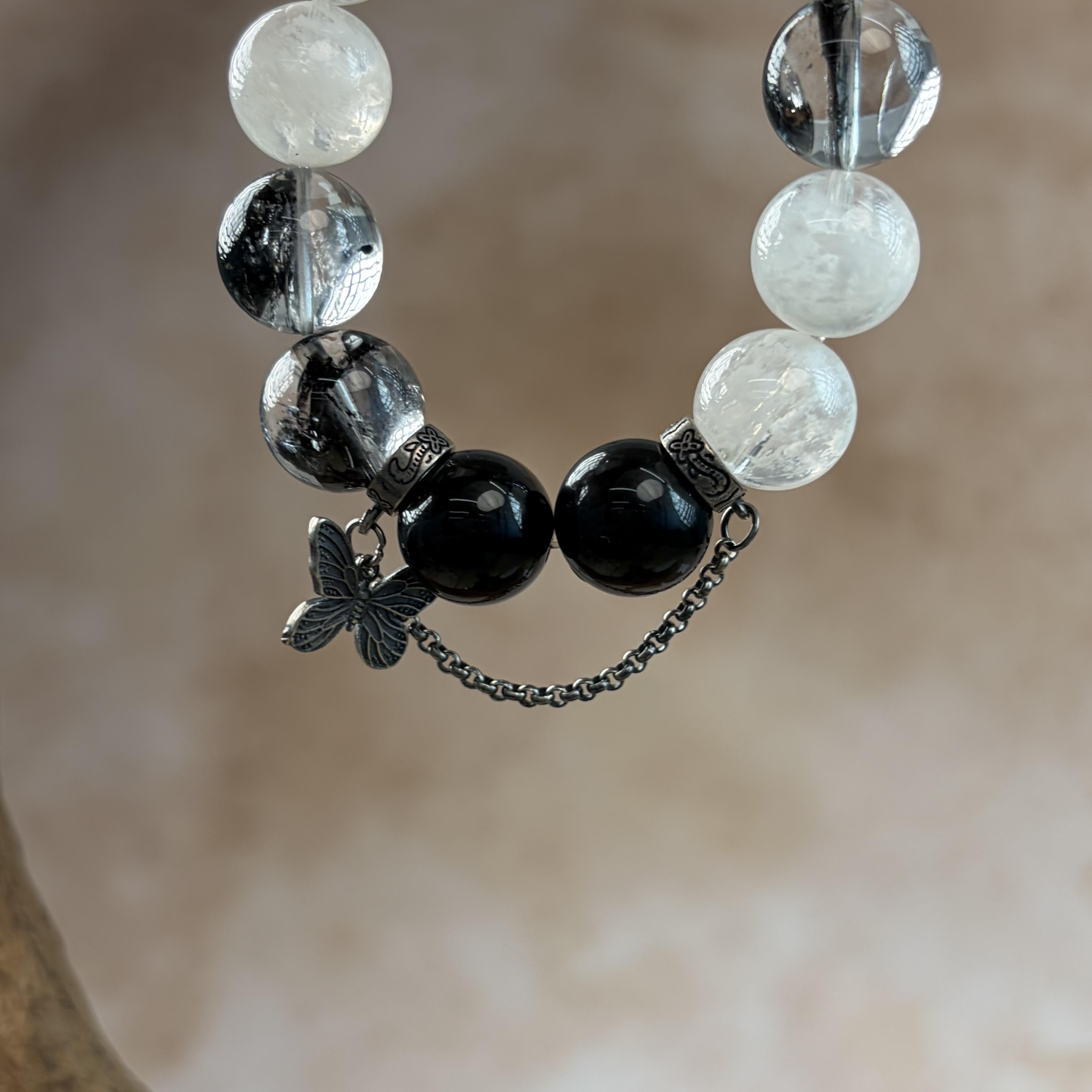 Obsidian Moonstone Tourmaline Balance Bracelet