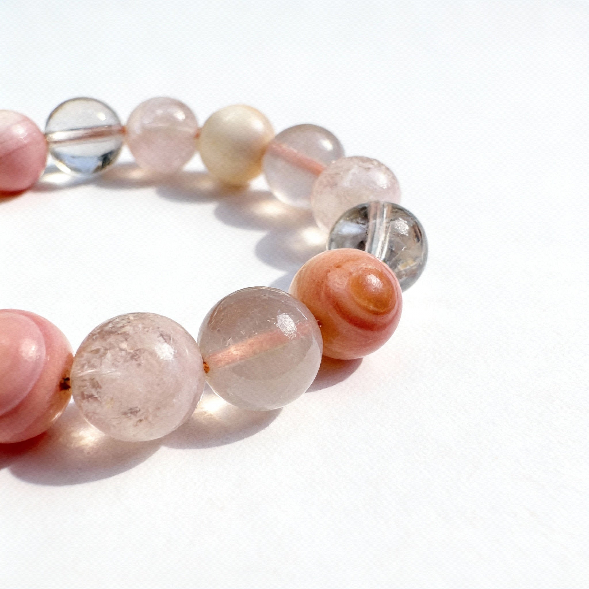 Pink Agate Rose Quartz Clear Quartz Love Bracelet