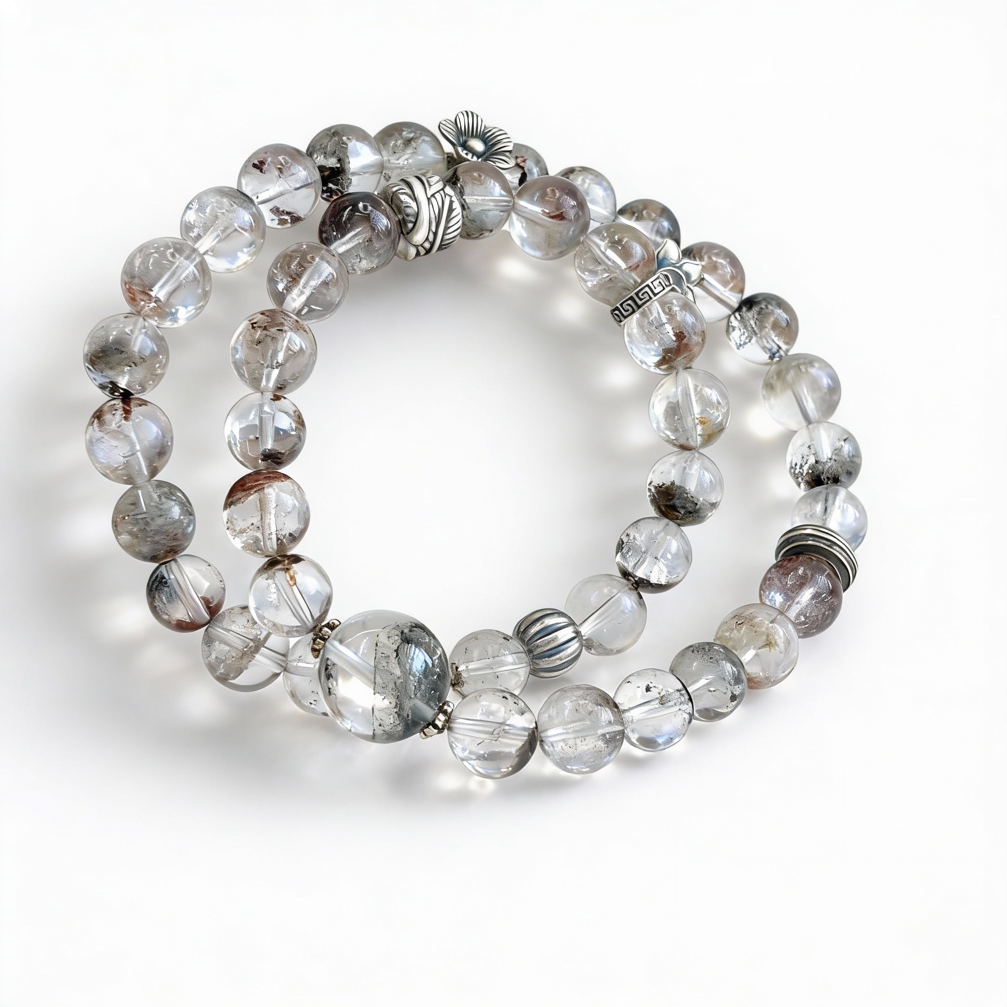 Green Phantom Quartz Silver Abundance Bracelet