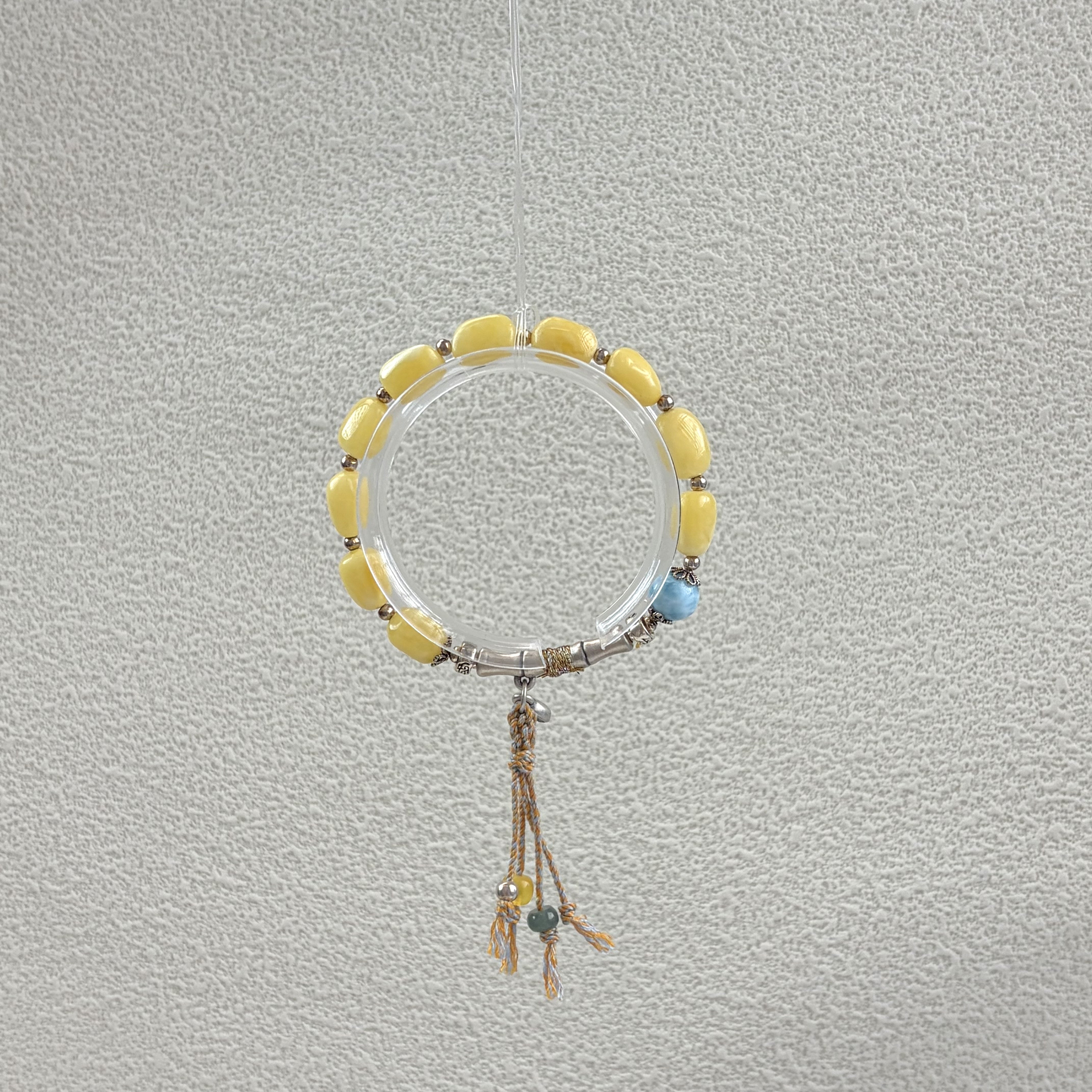 Honey Amber Larimar Silver Radiance Harmony Bracelet