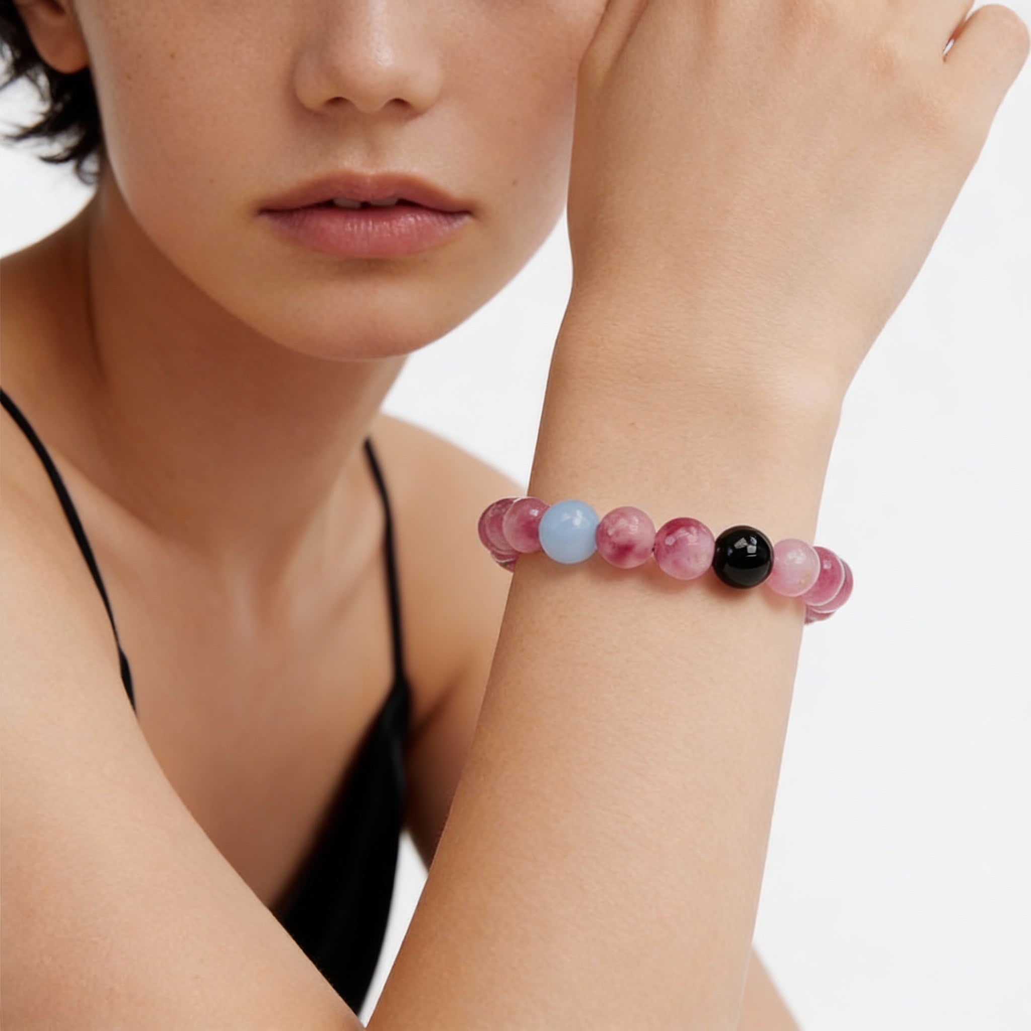 Strawberry Quartz Obsidian Love Healing Bracelet