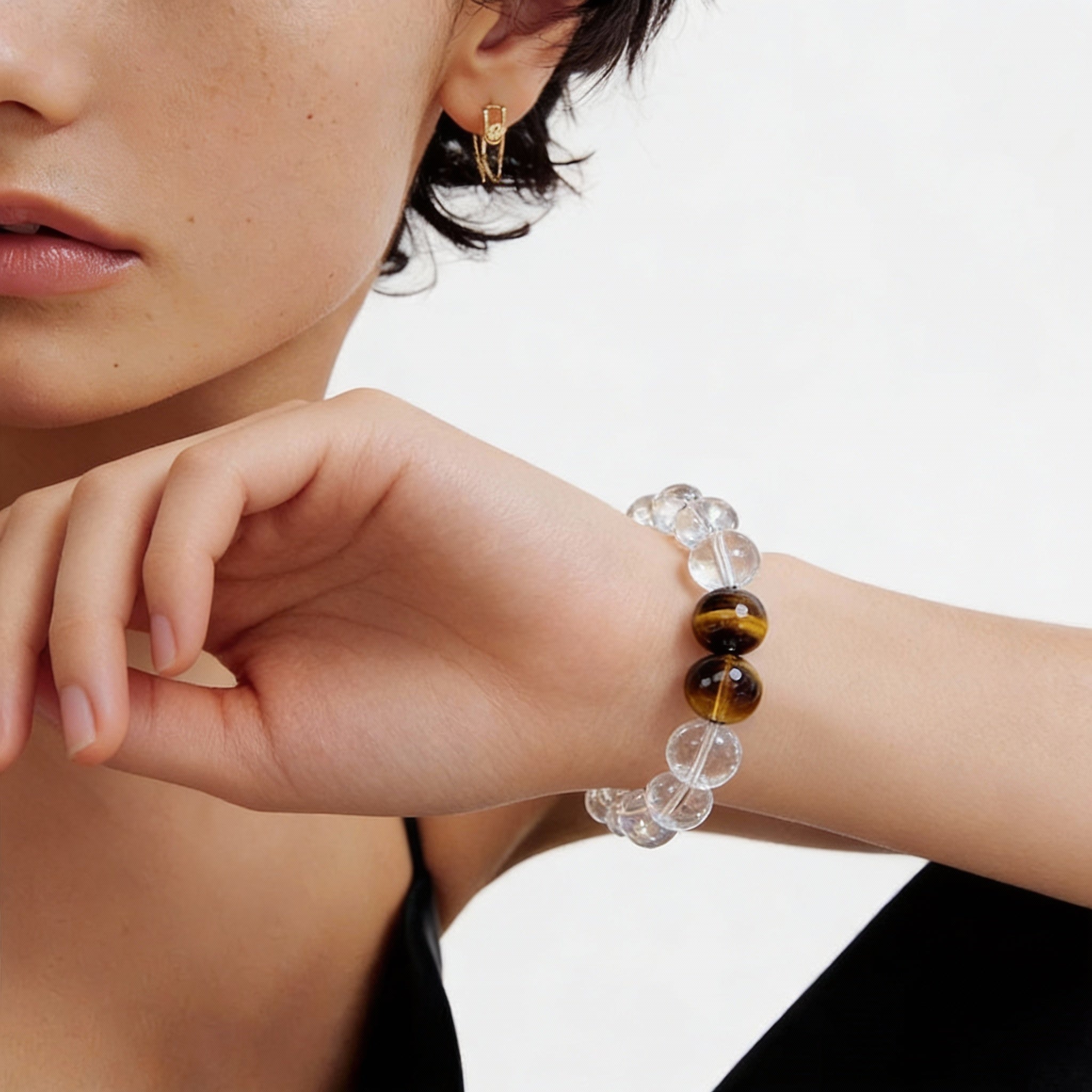 Tiger’s Eye Clear Quartz Clarity Bracelet