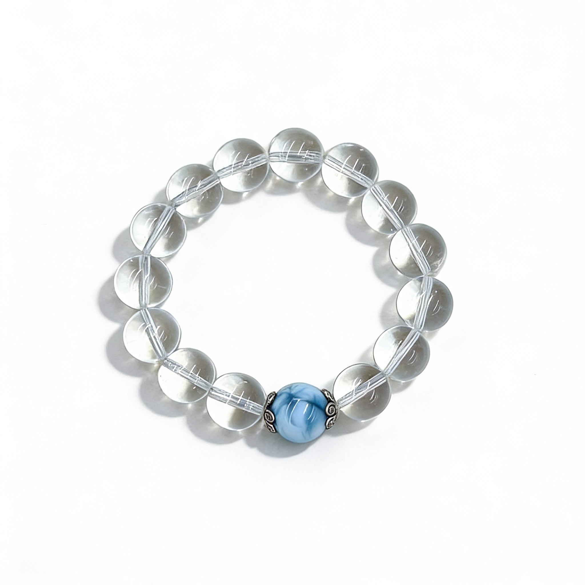Clear Quartz Aquamarine Larimar Serenity Bracelet