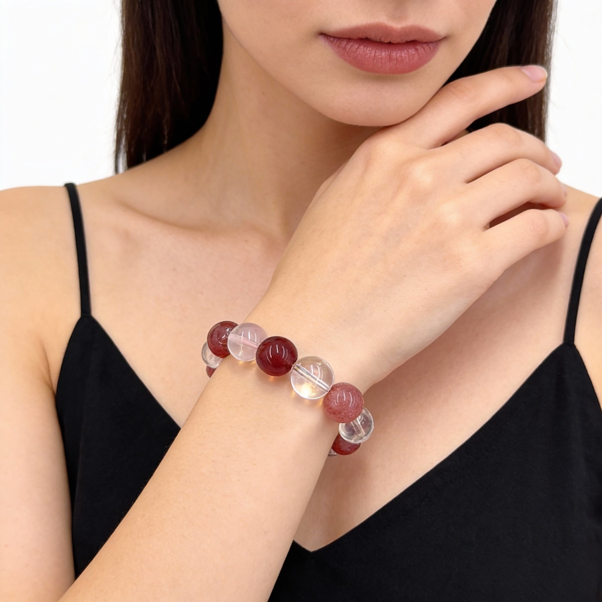 Strawberry Quartz Clear Quartz Rose Quartz Love Vitality Bracelet