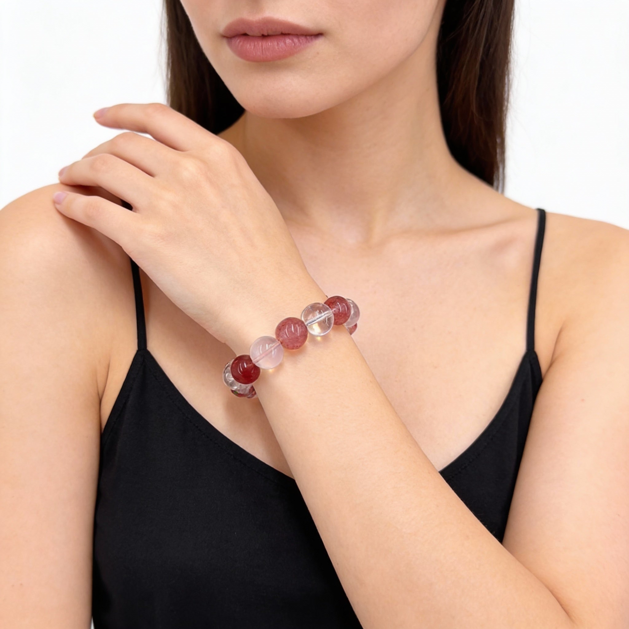 Strawberry Quartz Clear Quartz Rose Quartz Love Vitality Bracelet
