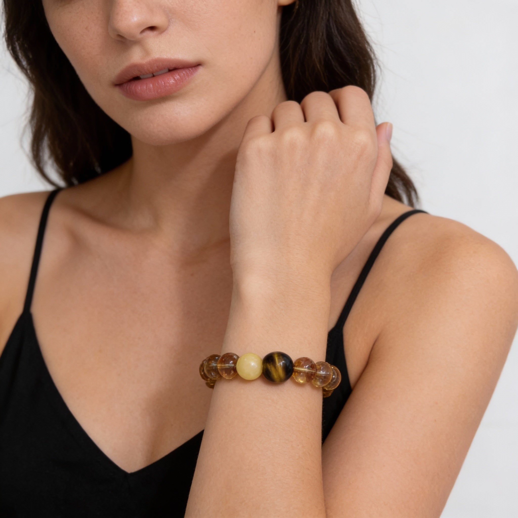 Golden Rutilated Quartz Tiger Eye Abundance Bracelet