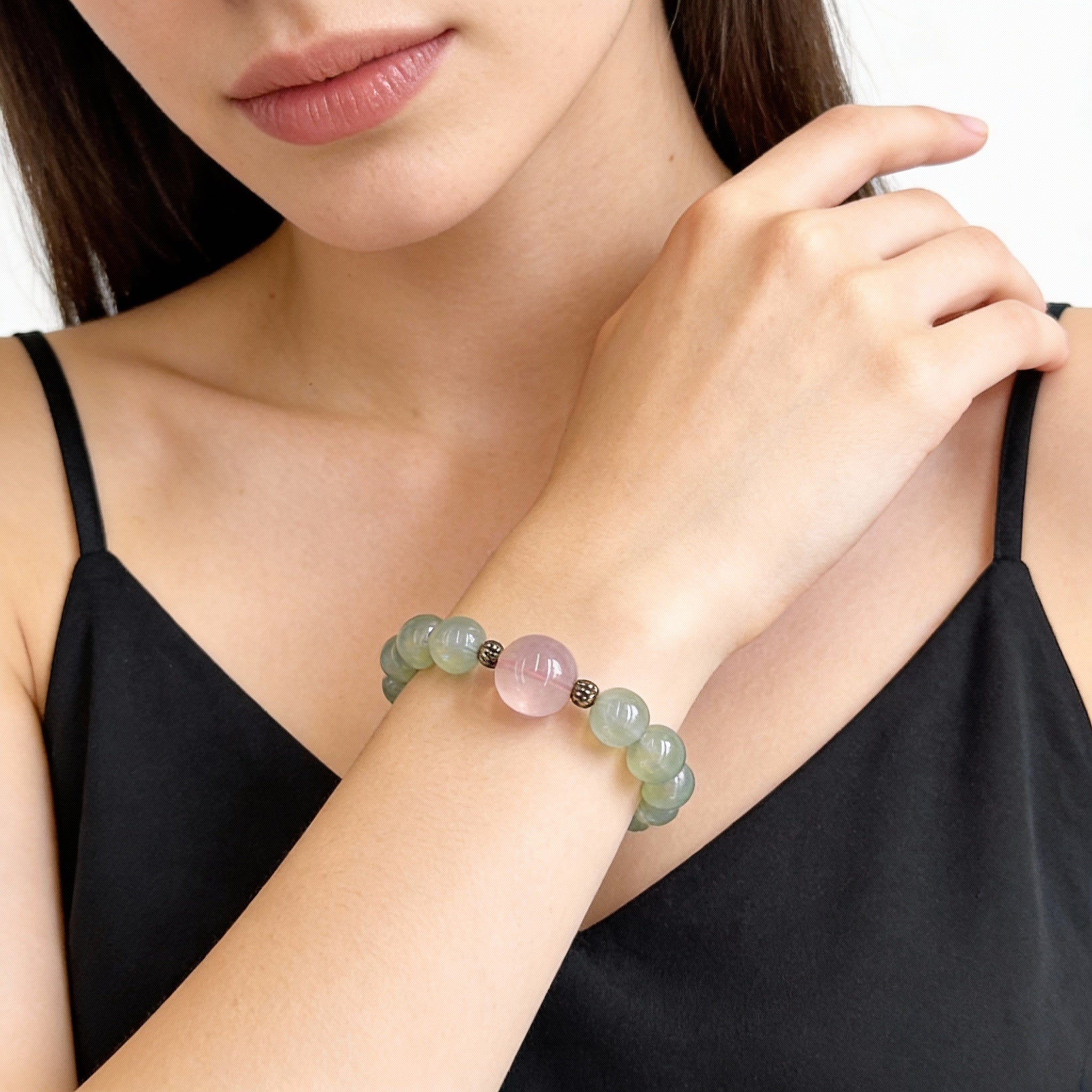 Green Fluorite Rose Quartz Clarity Love Harmony Bracelet
