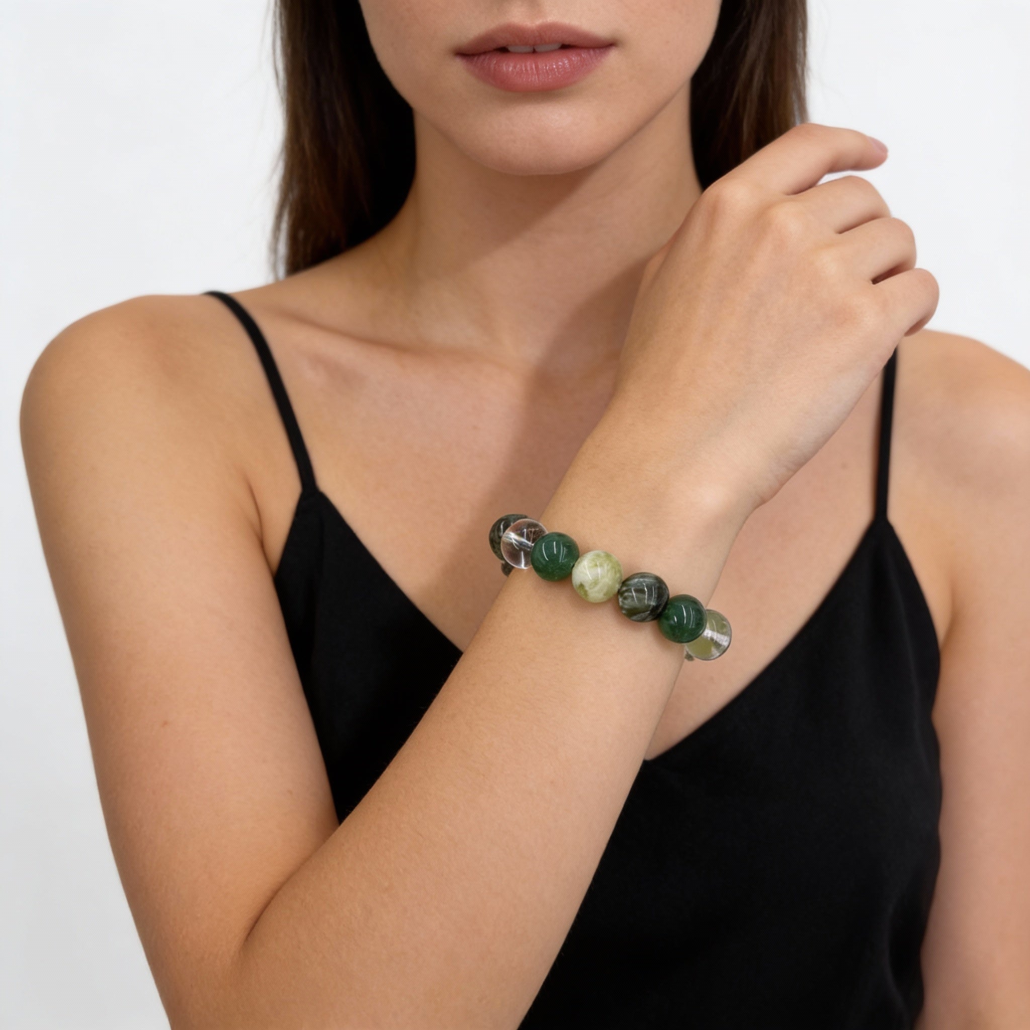 Green Jade Moss Agate Abundance Bracelet