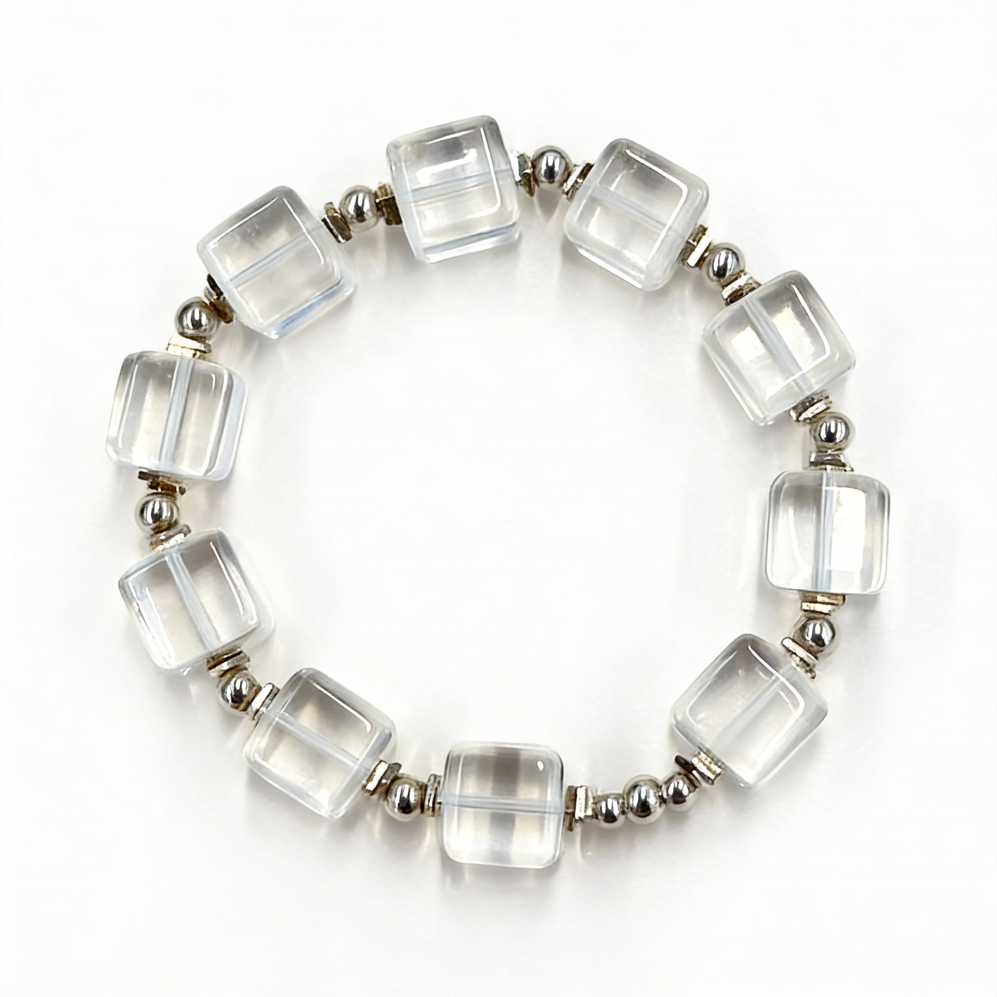 Clear Quartz Square Balance Protection Bracelet
