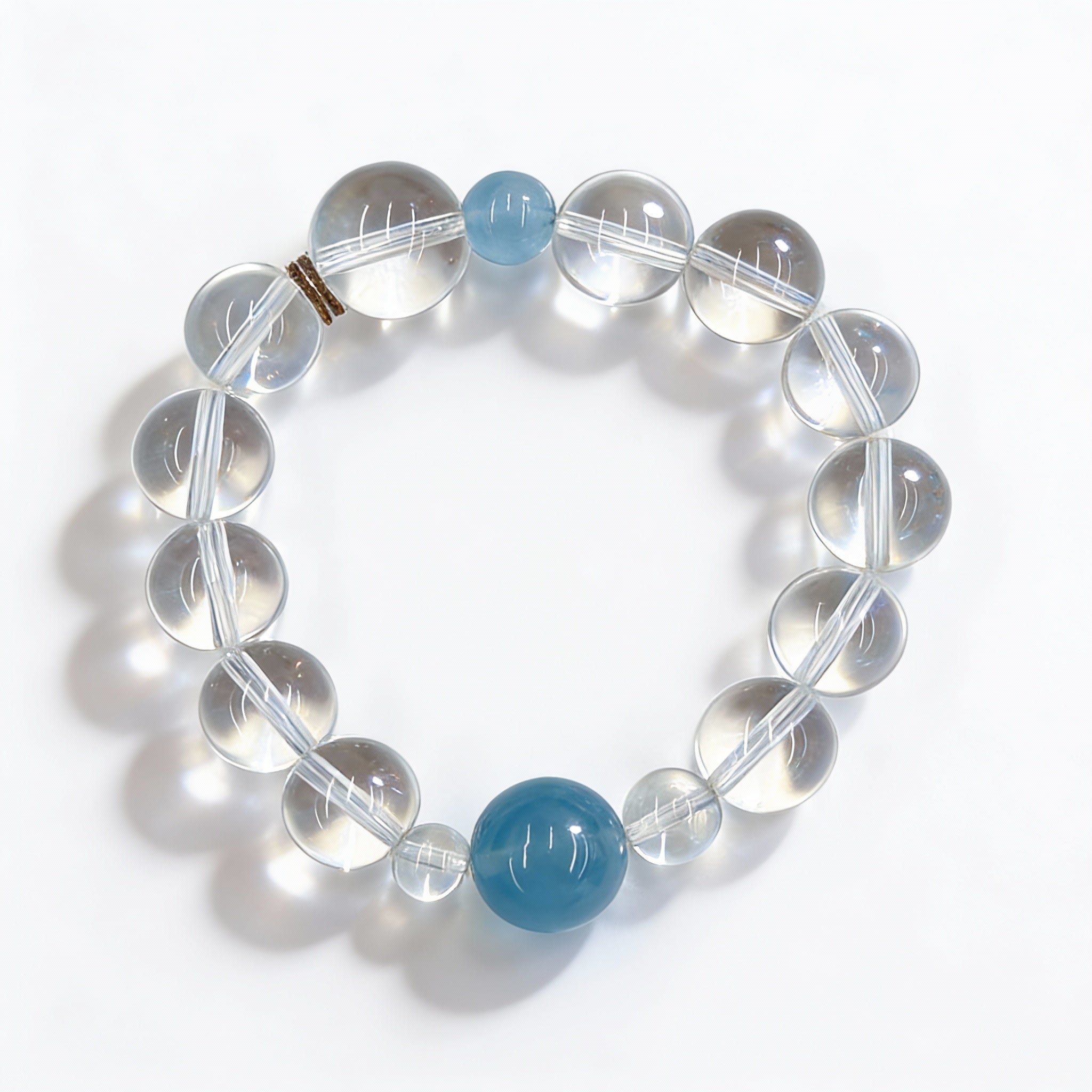 Aquamarine Clear Quartz Calm Clarity Communication Bracelet