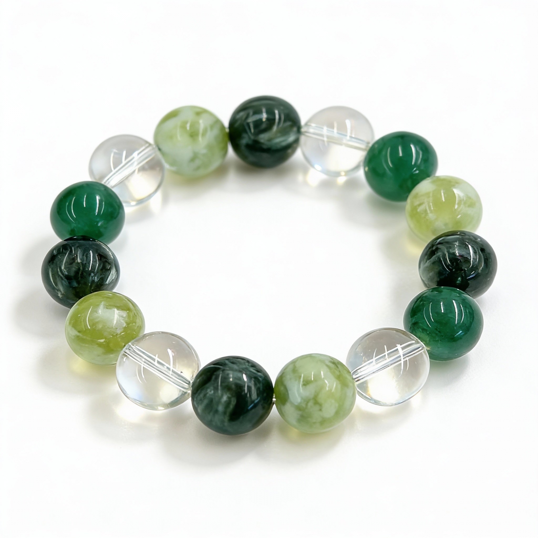 Green Jade Moss Agate Abundance Bracelet
