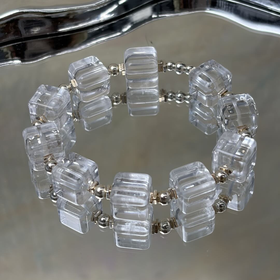 Clear Quartz Square Balance Protection Bracelet