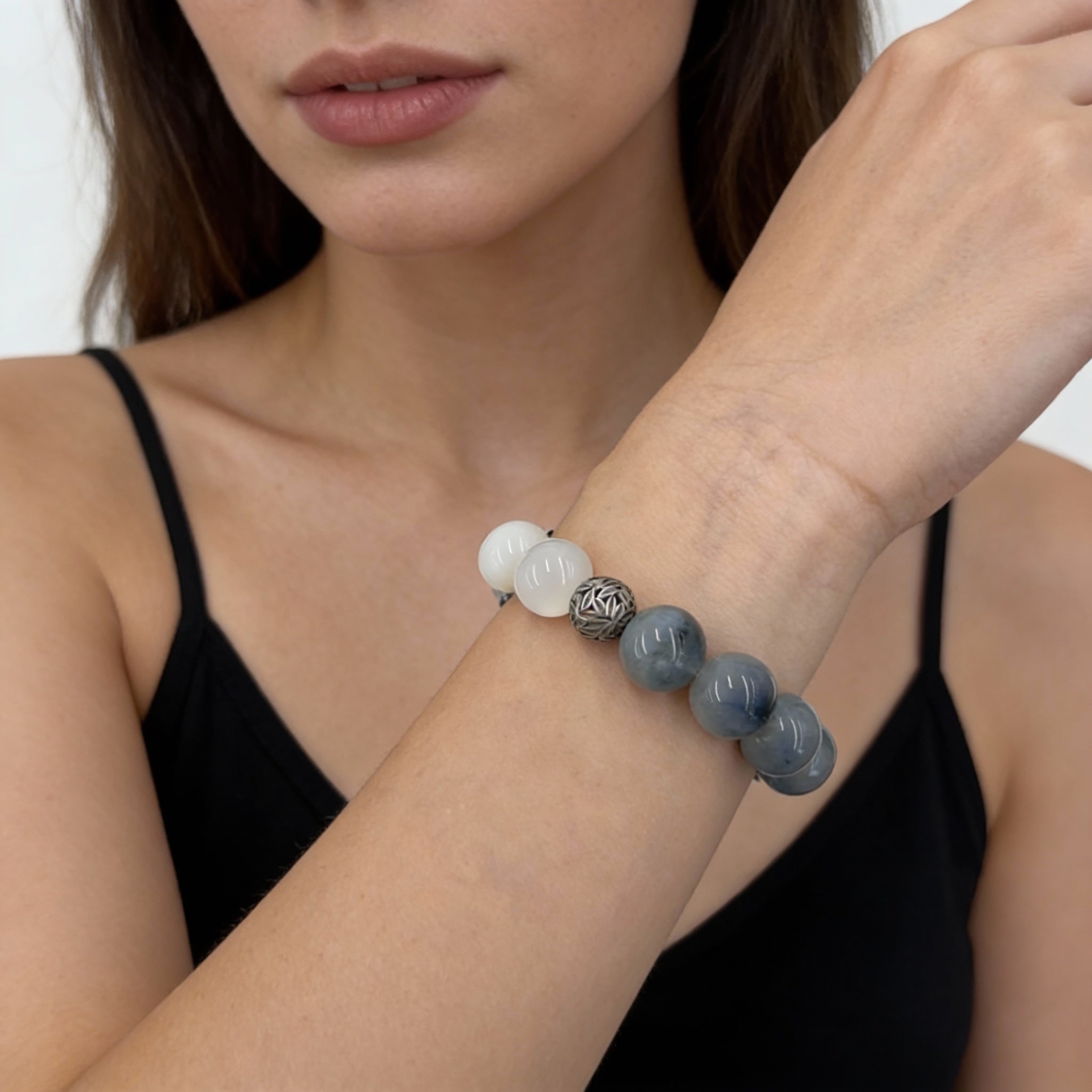 Kyanite Moonstone Protection Focus Calm Bracelet