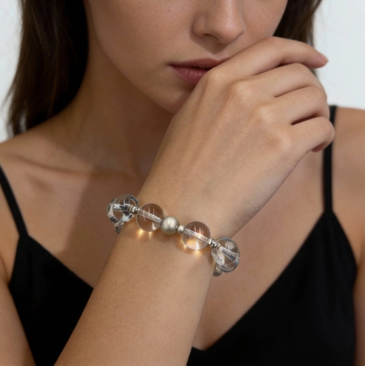Clear Quartz Silver Clarity Balance Bracelet