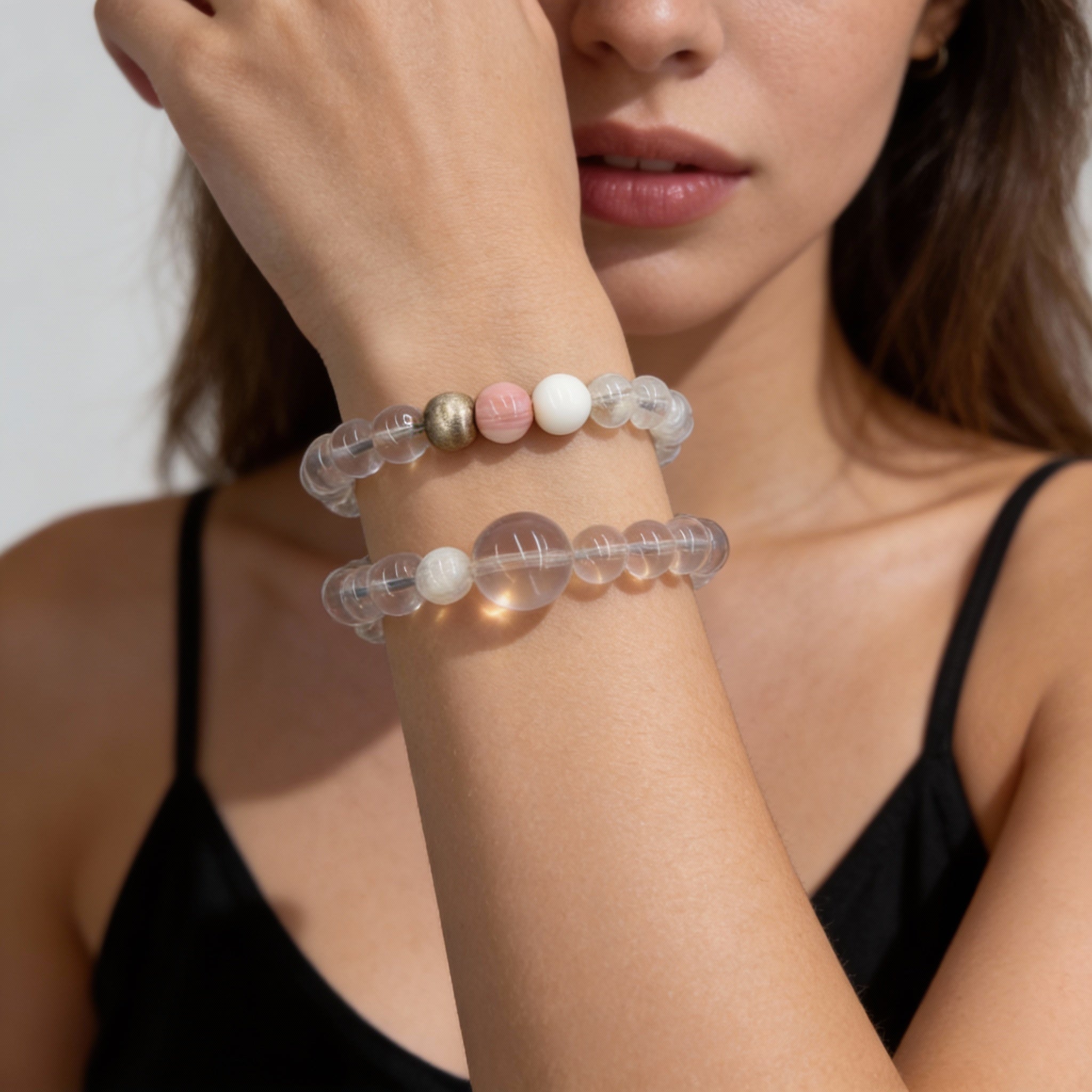Rose Quartz Clear Quartz Agate Harmony Bracelet