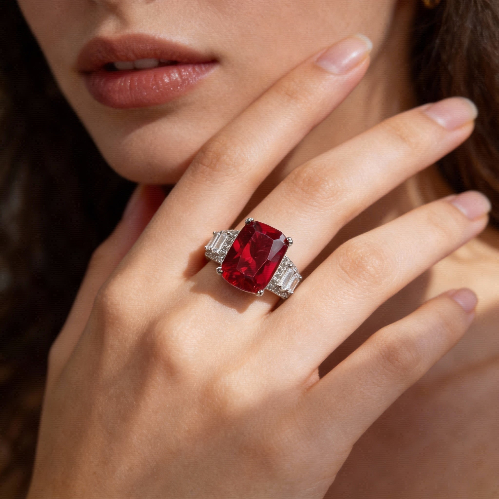Garnet Radiance Energy Crystal Ring
