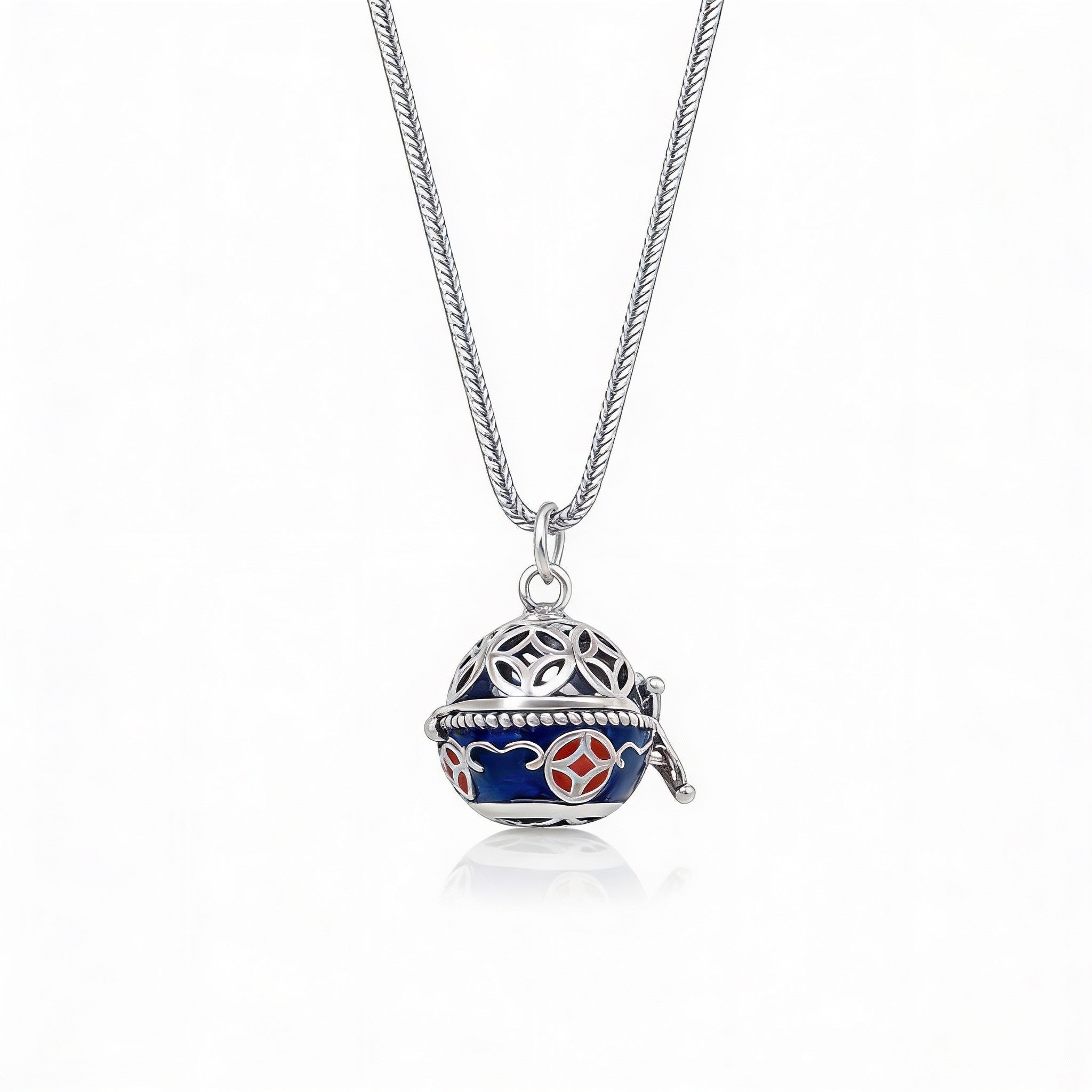 Blue Enamel Silver Serenity Harmony Necklace