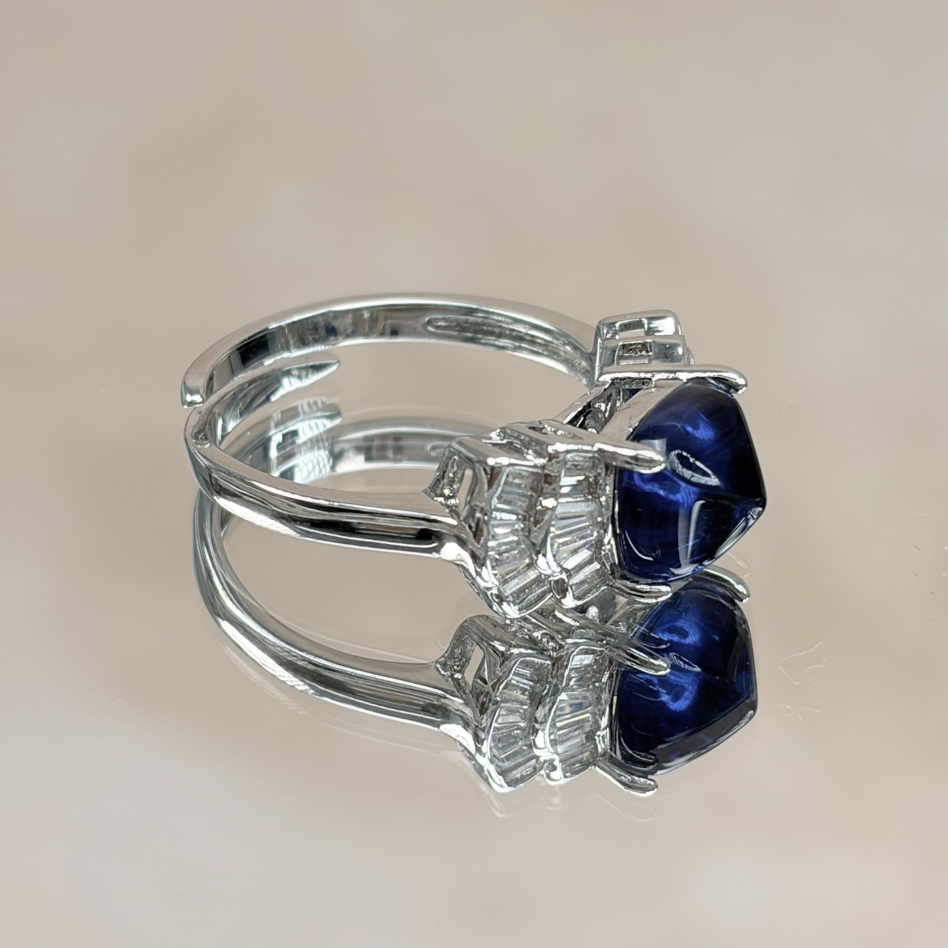 Blue Spinel Clear Quartz Harmony Energy Crystal Ring