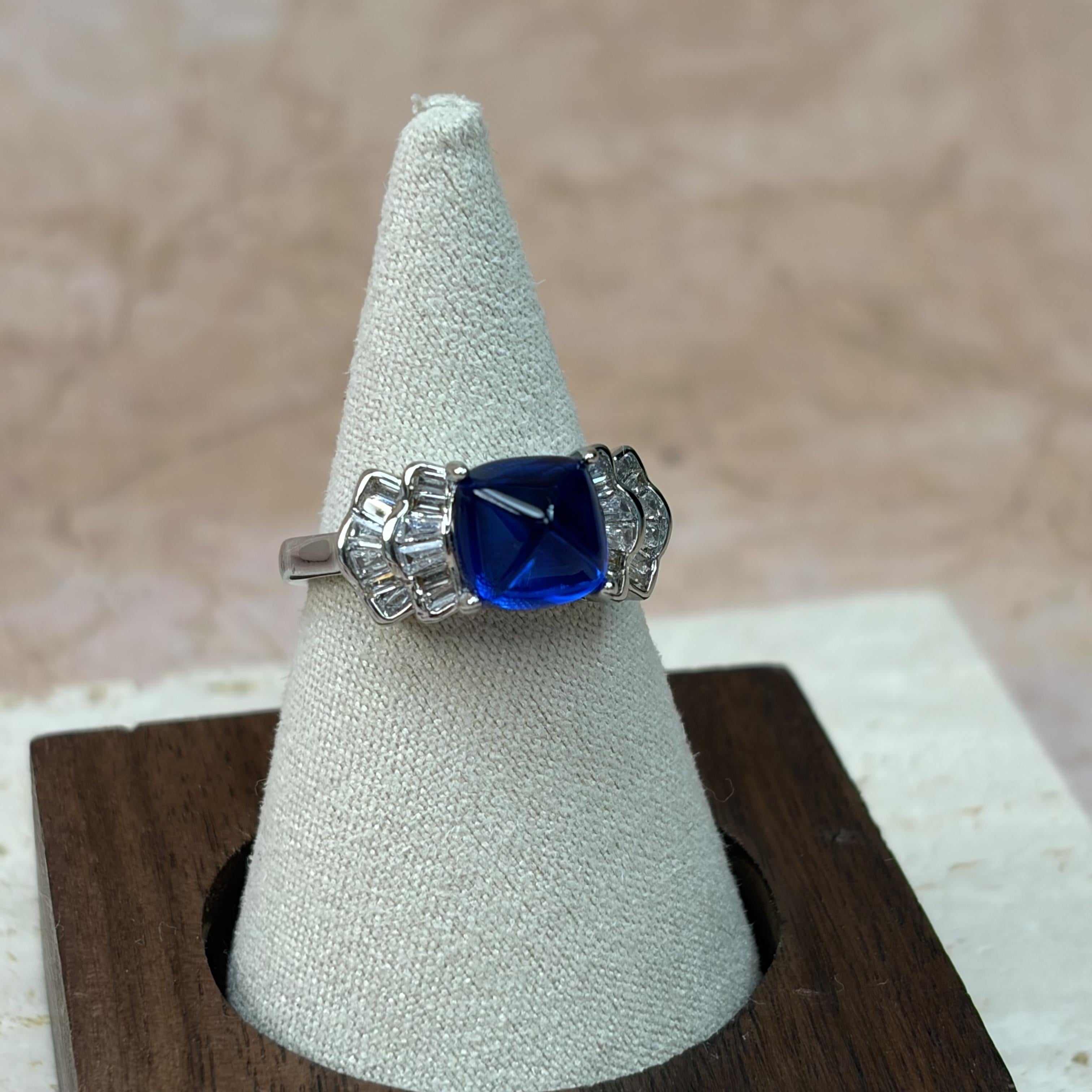 Blue Spinel Clear Quartz Harmony Energy Crystal Ring