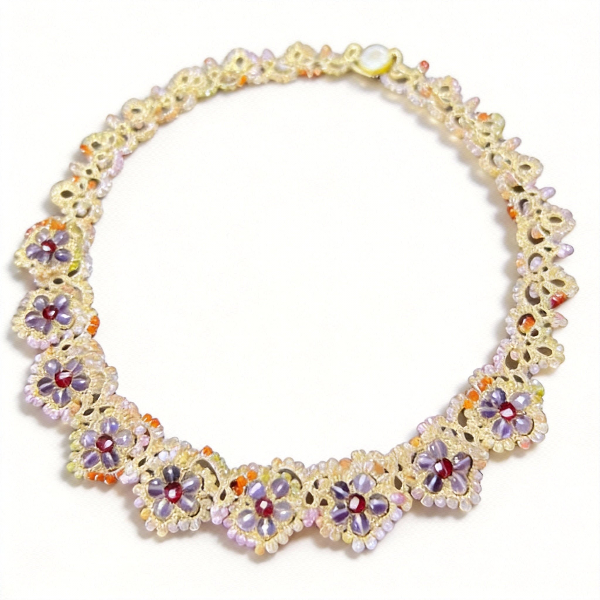 Handwoven Floral Beaded Elegant Style Necklace