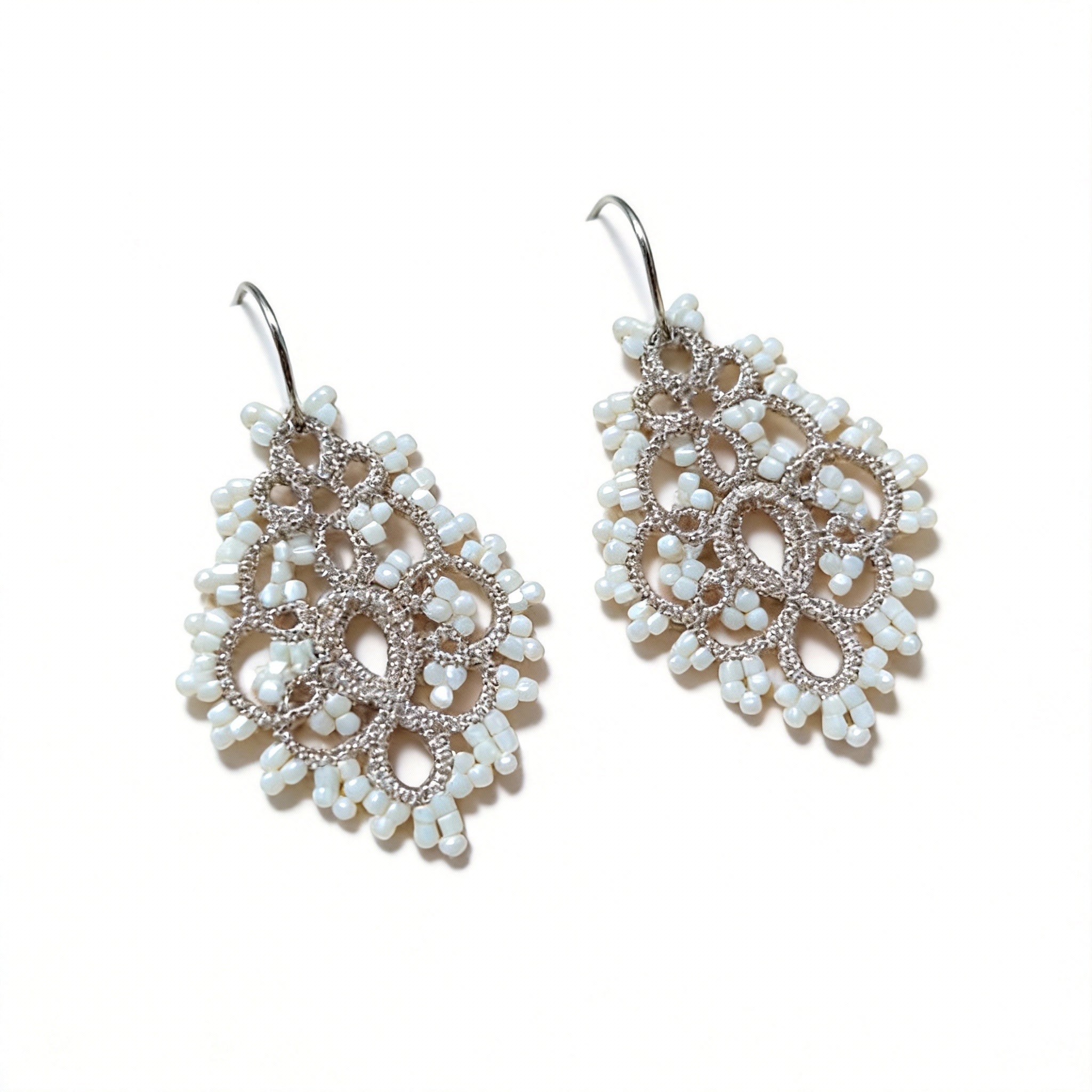 Handwoven Bronze Beaded Filigree Drop Earrings