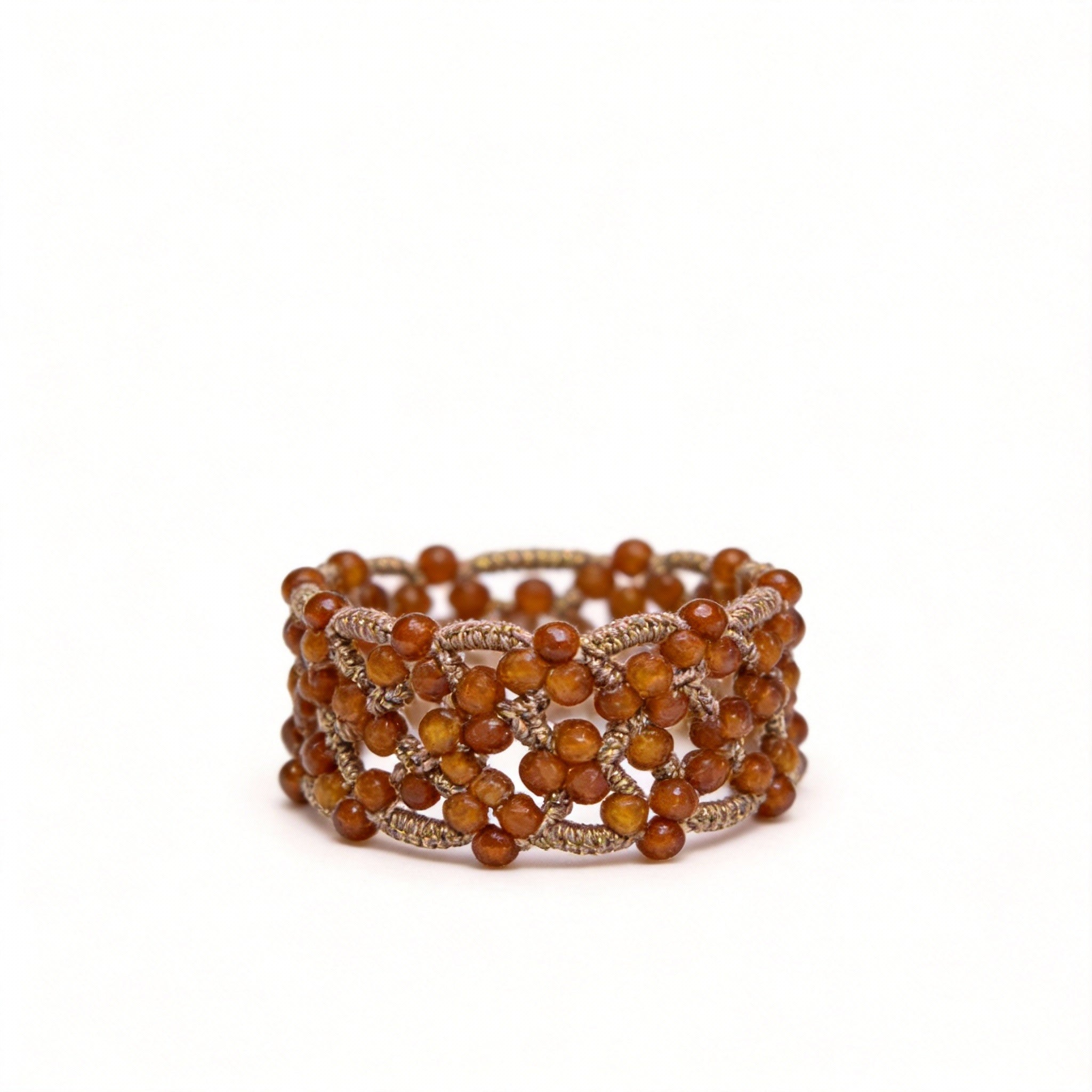 Handwoven Beads Metal Radiance Artisan Weave Ring