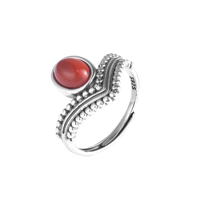 Red Agate Turquoise Prosperity Protection Ring