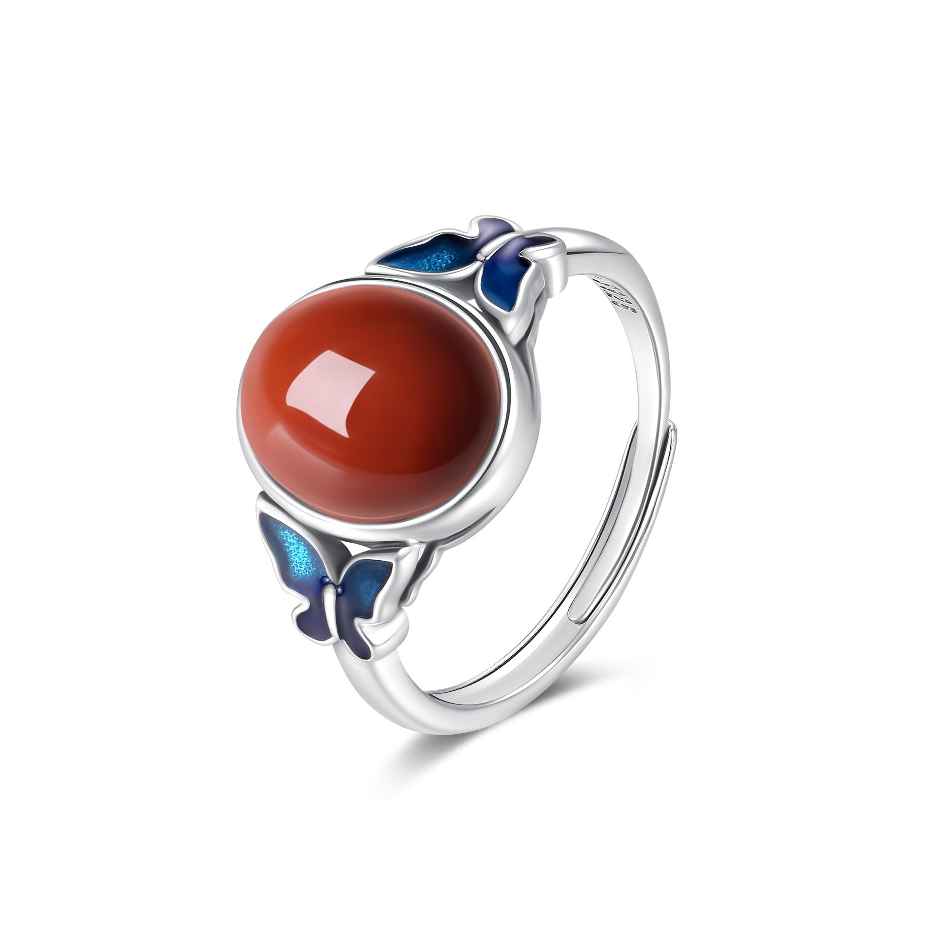 Red Agate Butterfly Courage Confidence Ring