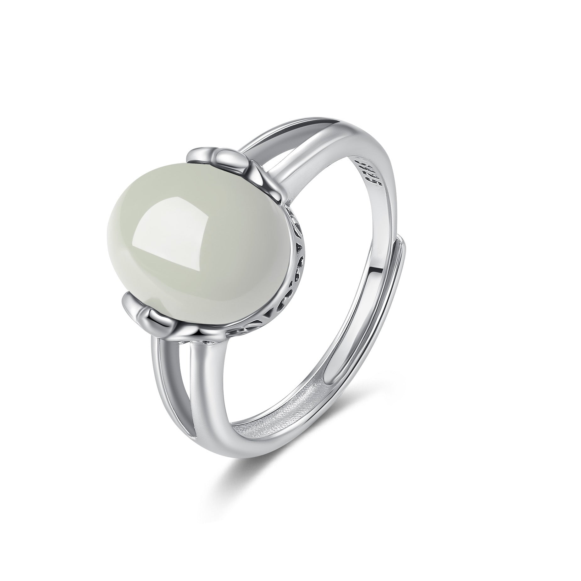 Hetian Jade Red Agate Silver Protection Ring