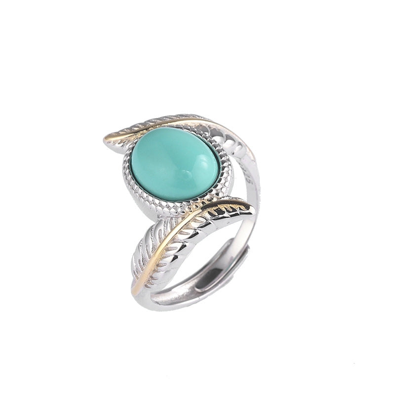 Turquoise Silver Angel Protection Healing Ring
