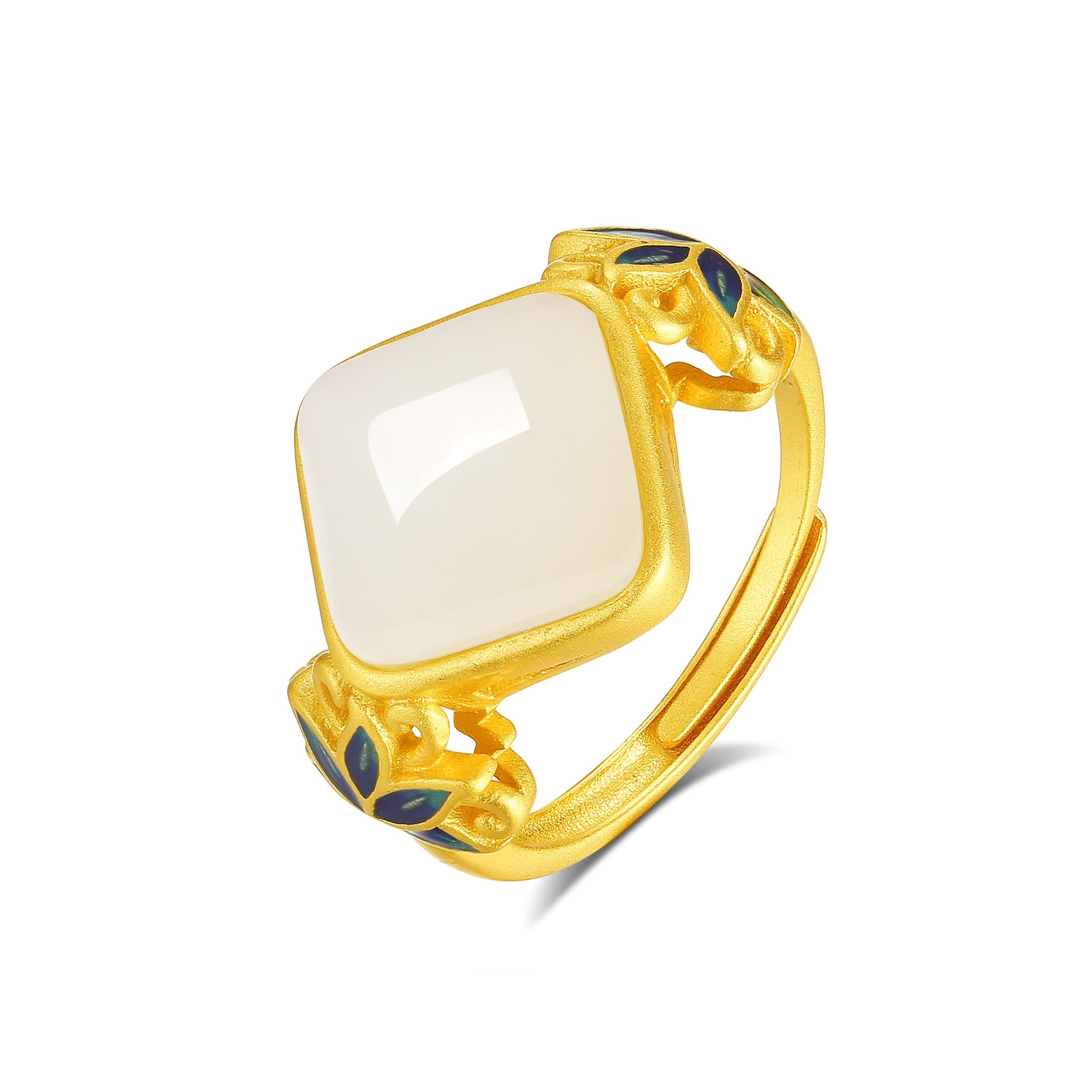 Jade Gold Lotus Harmony Protection Ring