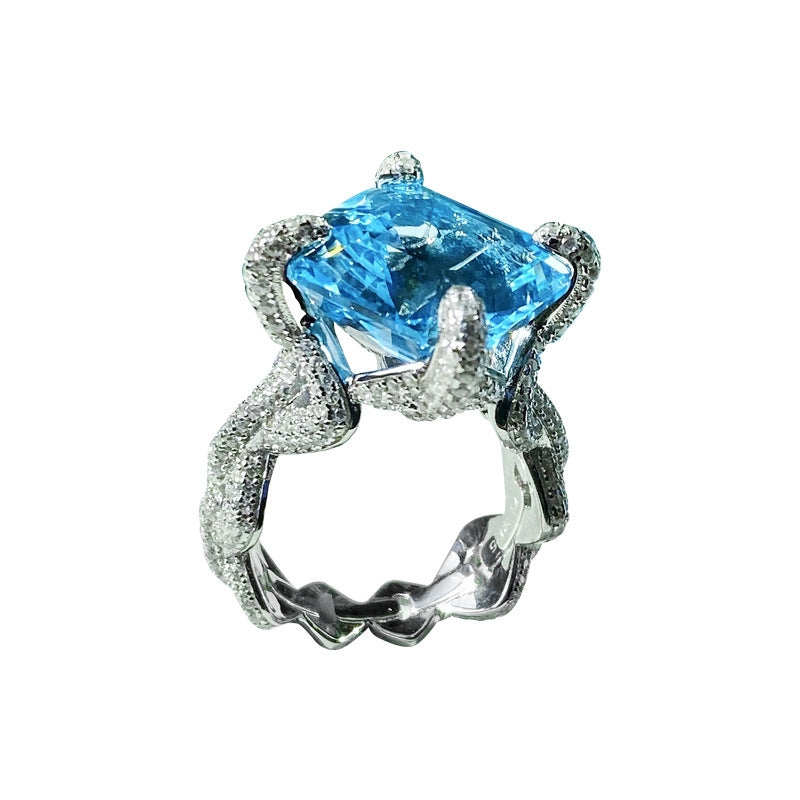 Aquamarine Dreamwave Adjustable Statement Ring