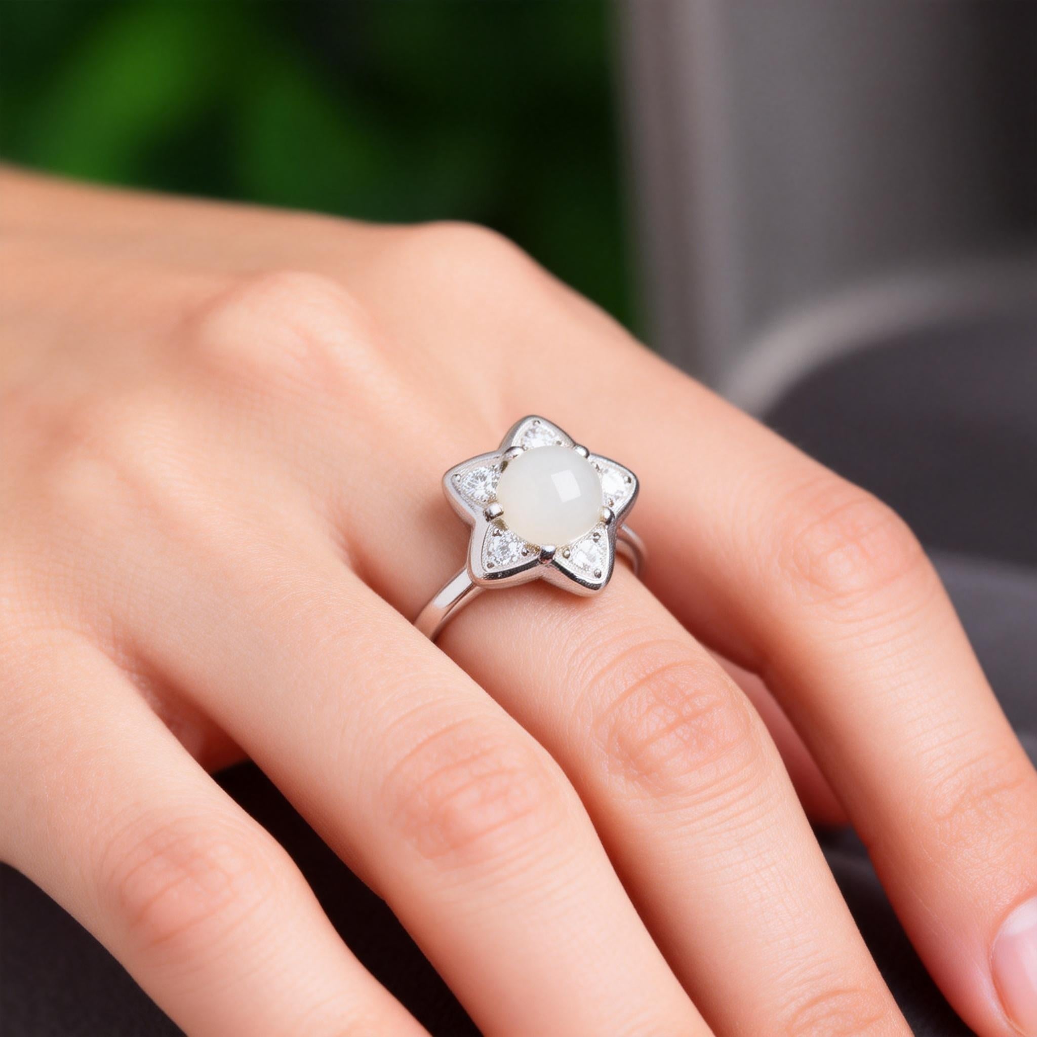 Jade Clear Quartz Serenity Ring