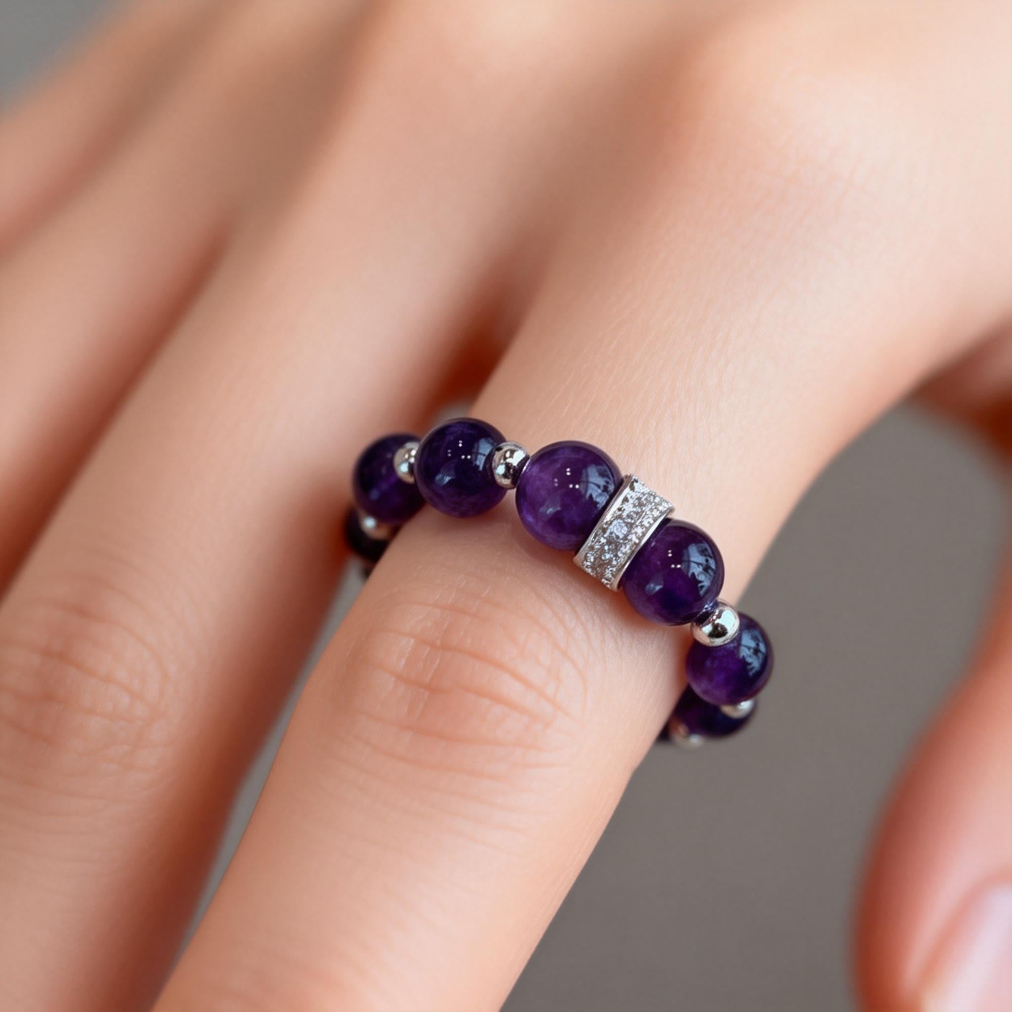 Amethyst Silver Serenity Balance Ring