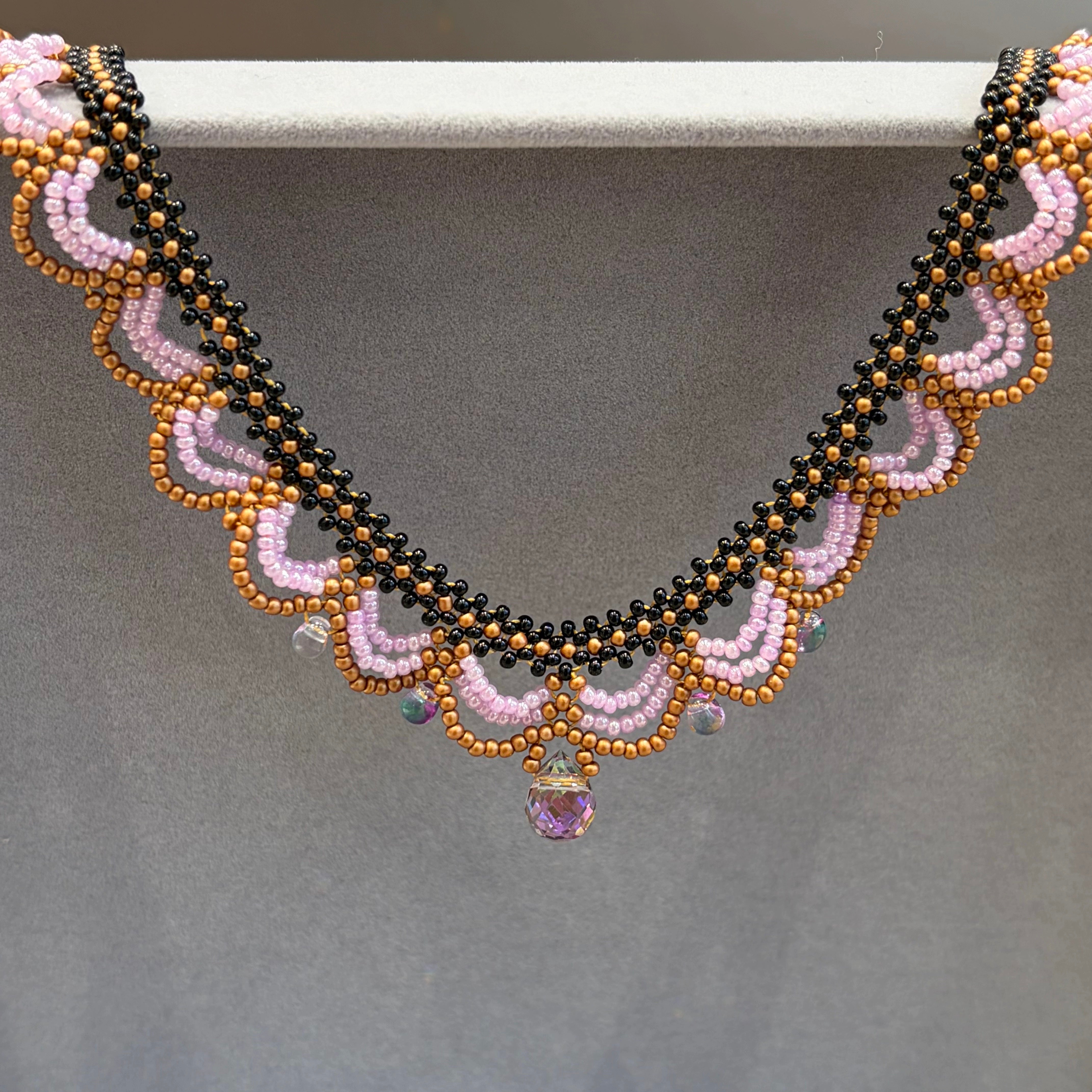 Handwoven French Beaded Lace Choker Vintage Layered Necklace / Bracelet