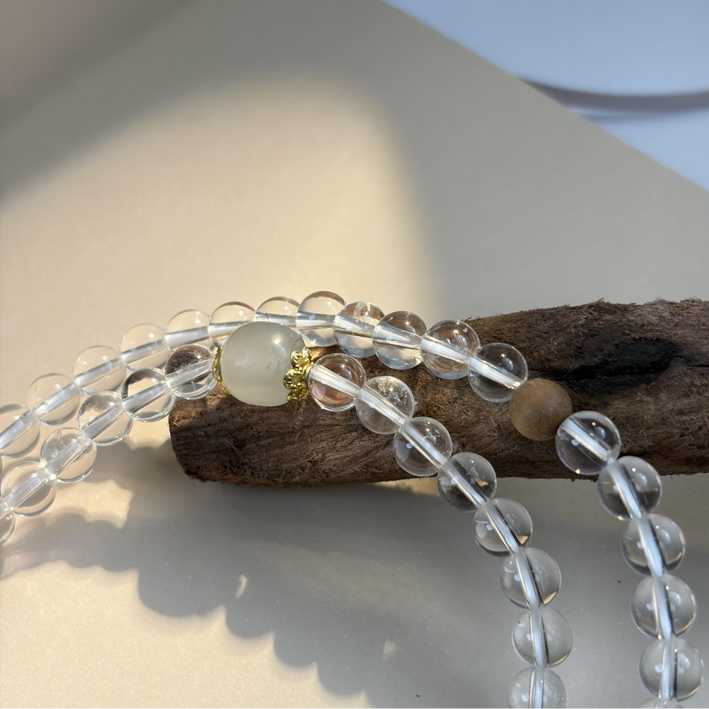 Moonstone Clear Quartz Sandalwood Serenity Bracelet