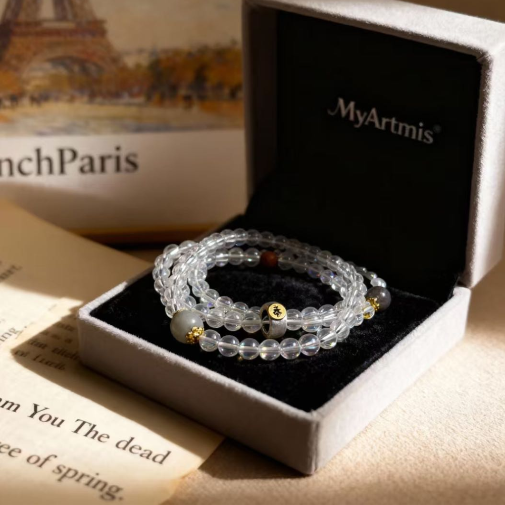 Moonstone Clear Quartz Sandalwood Serenity Bracelet