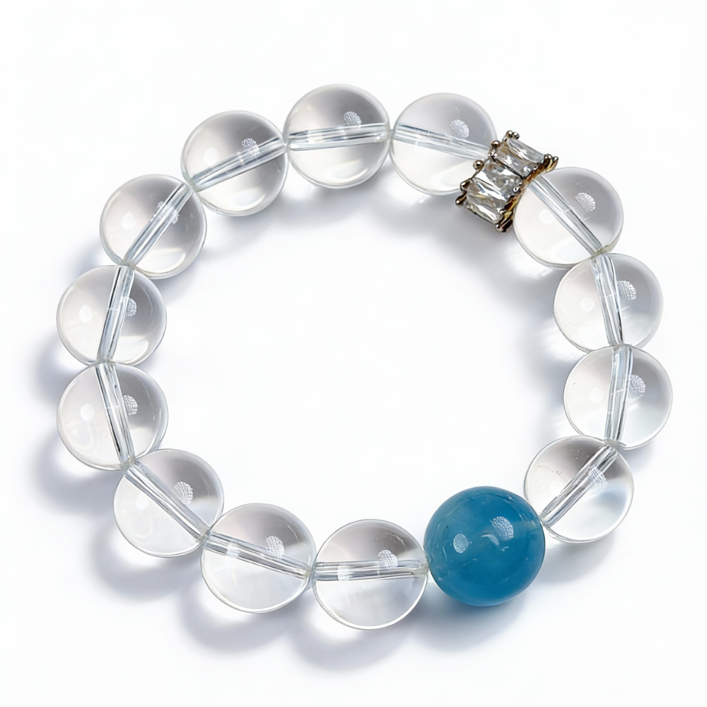 Clear Quartz Aquamarine Harmony Bracelet