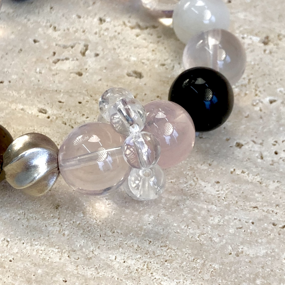Rose Quartz Smoky Quartz Obsidian Balance Bracelet