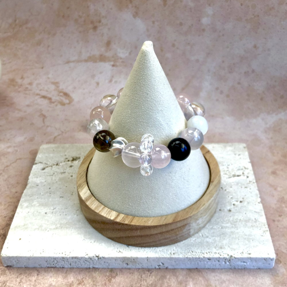 Rose Quartz Smoky Quartz Obsidian Balance Bracelet