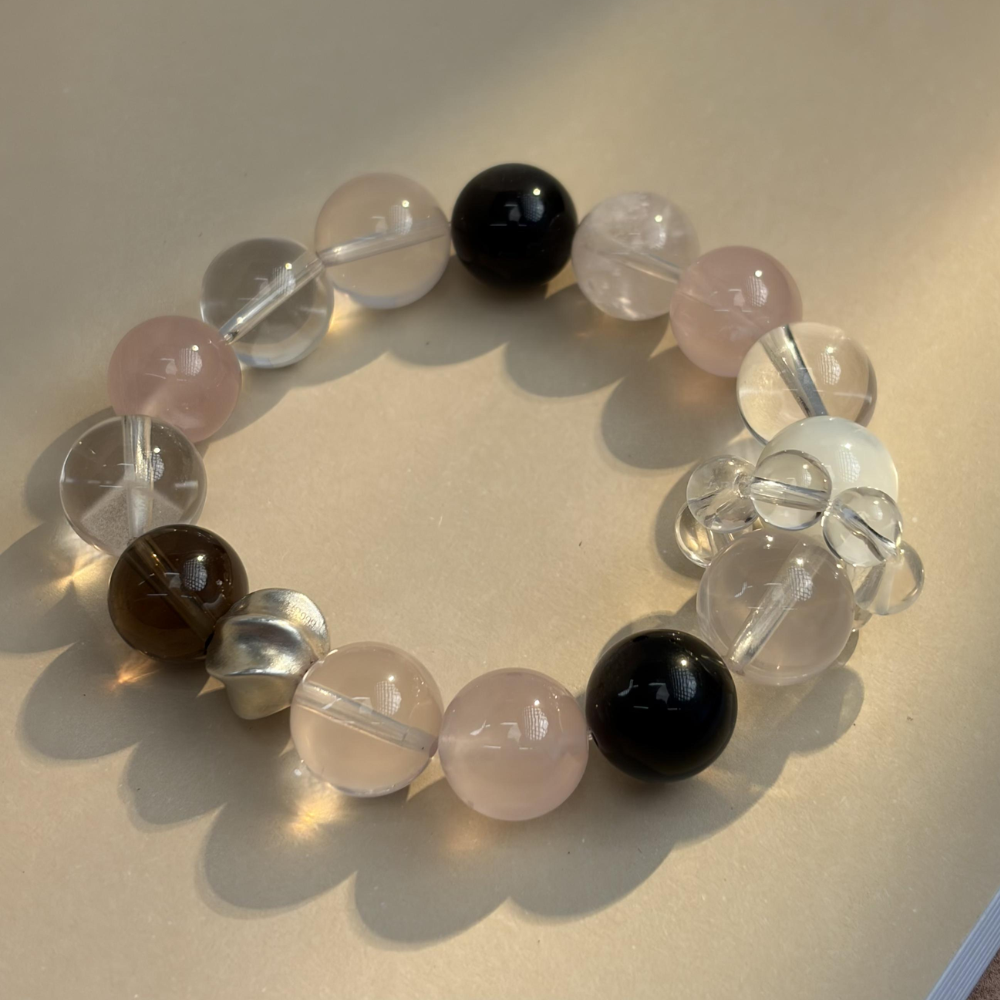 Rose Quartz Smoky Quartz Obsidian Balance Bracelet