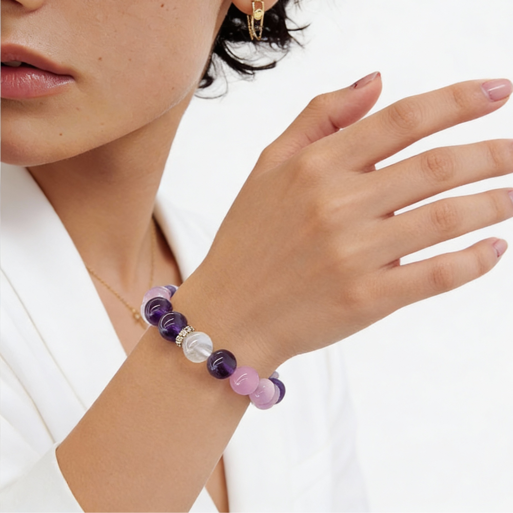 Amethyst Rose Quartz Aquamarine Harmony Bracelet