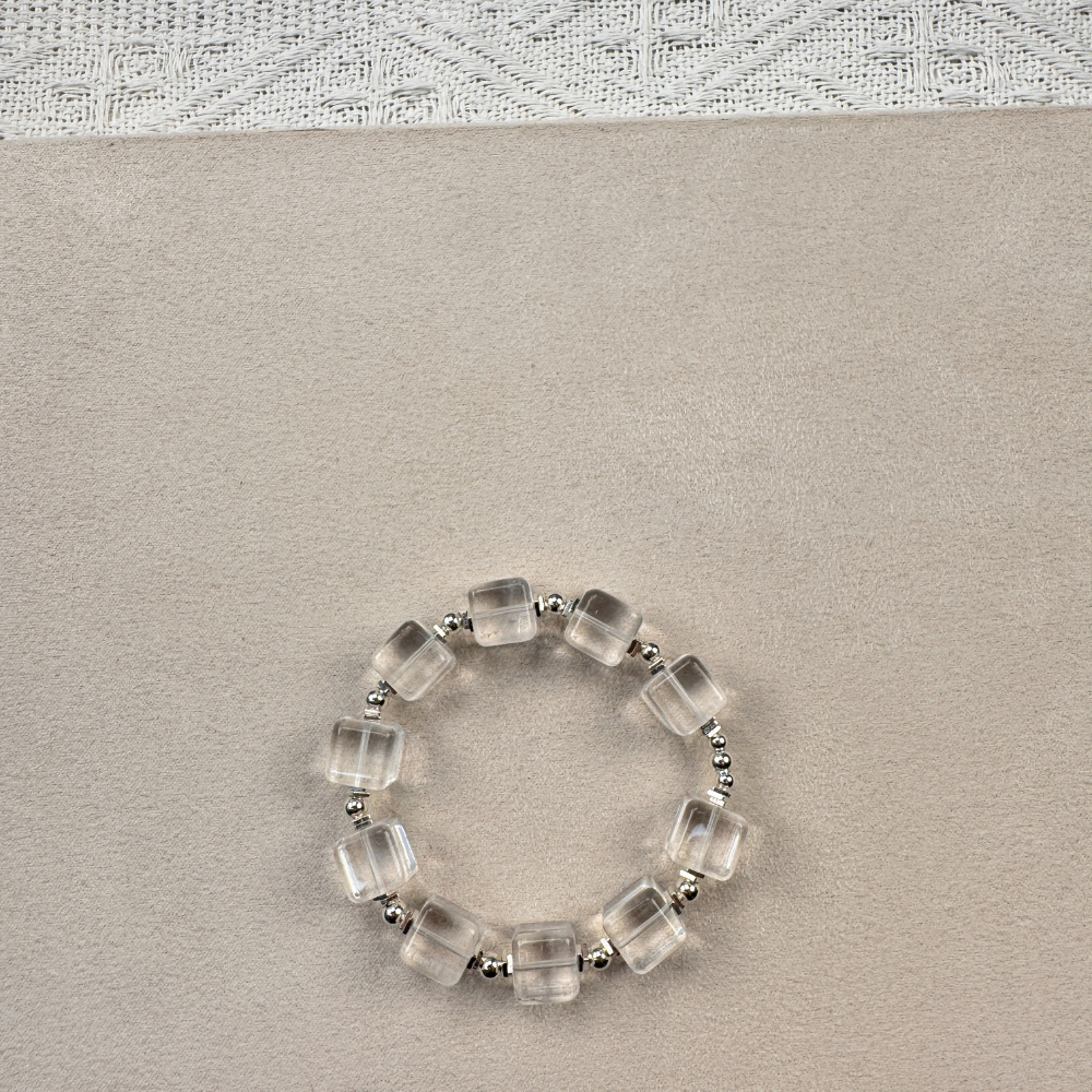 Clear Quartz Square Balance Protection Bracelet