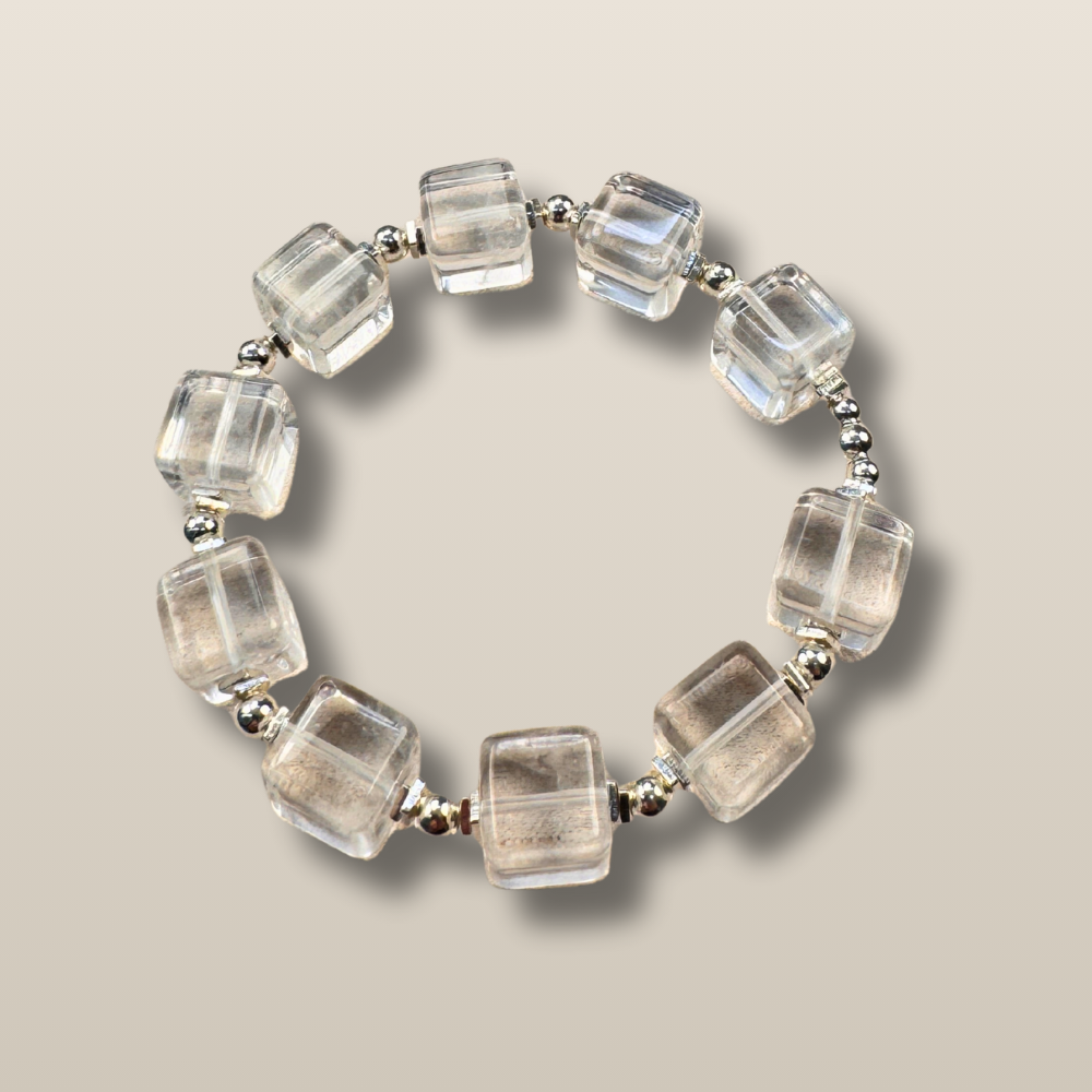 Clear Quartz Square Balance Protection Bracelet