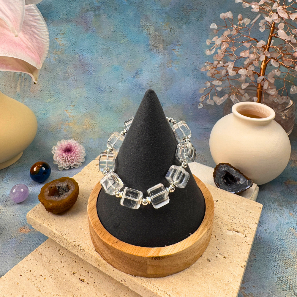 Clear Quartz Square Balance Protection Bracelet