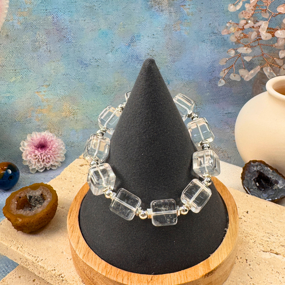 Clear Quartz Square Balance Protection Bracelet